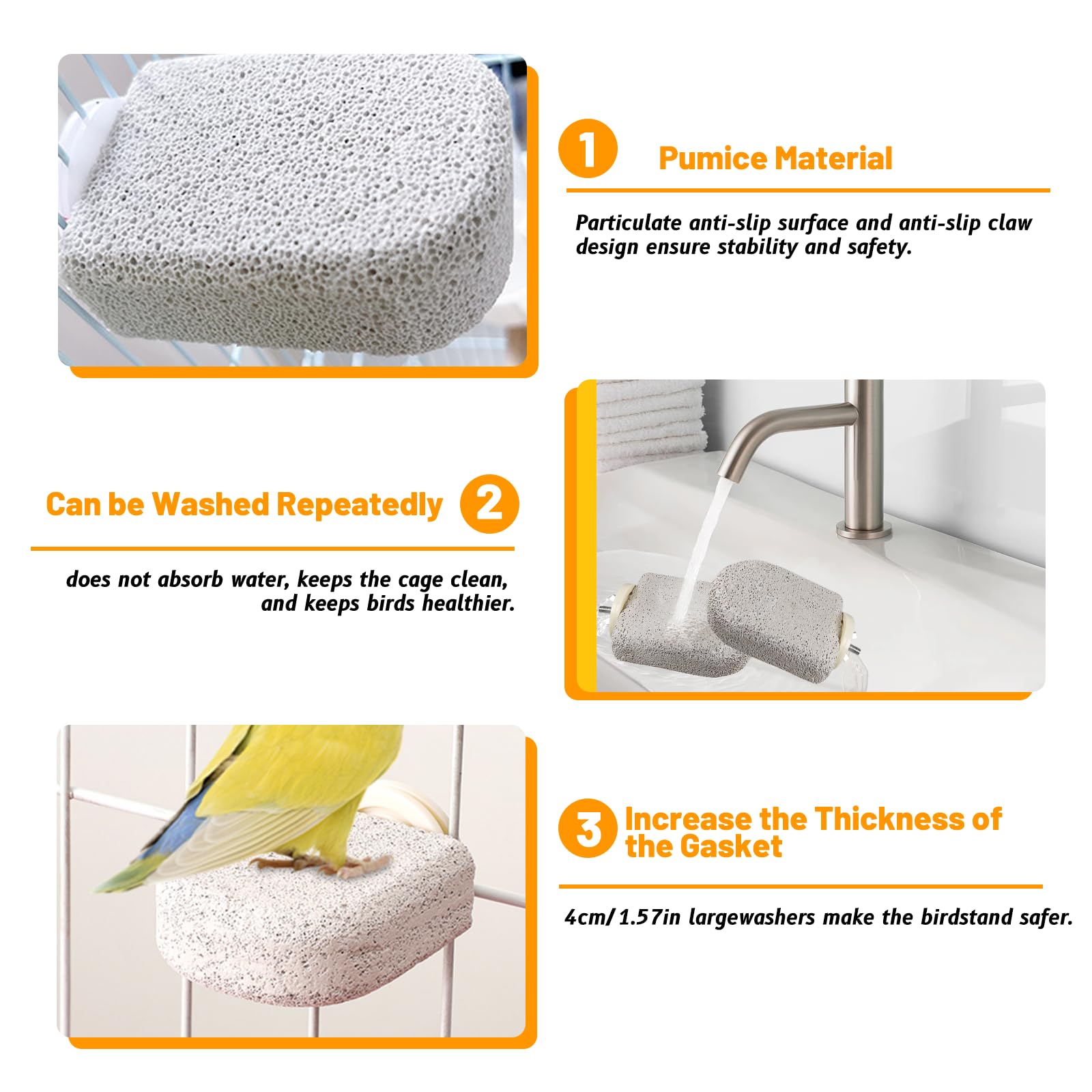 4 Pack Bird Beak Grinding Calcium Stone, Parrot Cage Perch Stand Platform Foot Claws Trimmer, Parrot Teething Stone Toy, Bird Cage Accessories for Parakeet, Hamster, Chinchilla, Small - image 3