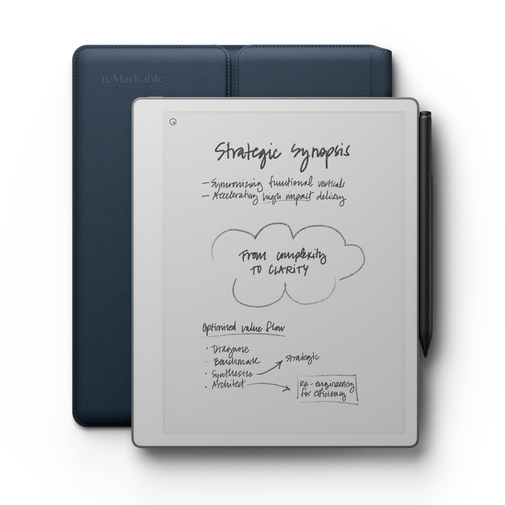 reMarkable Paper Pure Bundle – 10.3” Paper Tablet with Black-and-White Display – Digital Notebook for Better Thinking, Writing, and Reading. Includes Ocean Blue Sleeve Folio and Marker Plus reMarkable Paper Pure + Ocean Blue Sleeve