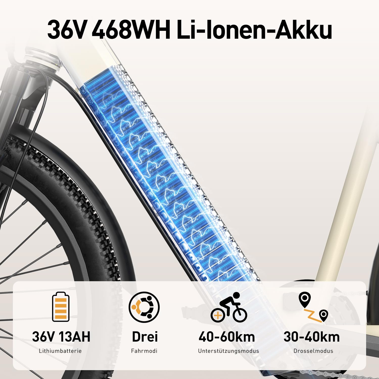 City E-Bike 26 Zoll Mit 250W Motor & 13Ah Akku - 21-Gang, 25km/h, LCD-Display