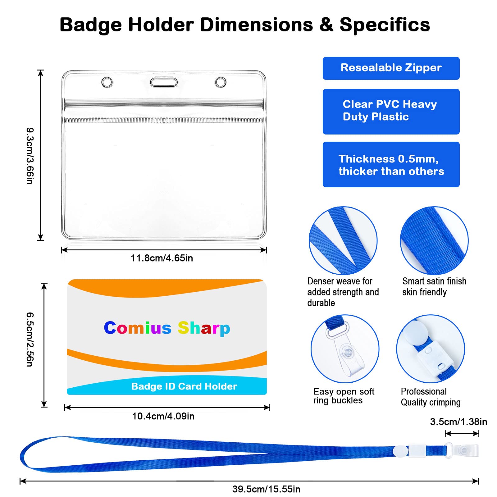 Comius Sharp Porta Badge Plastica 50 Pezzi Impermeabili Trasparente Cartellino Nome Carte