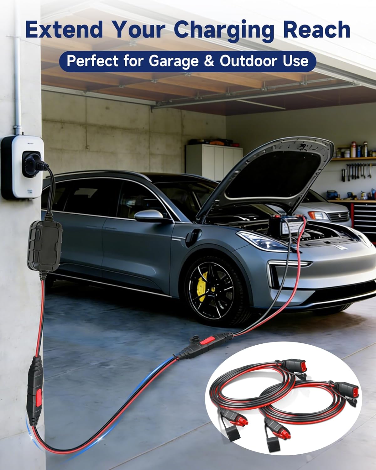 2-Pack 10FT GC004 Extension Cable 16AWG Compatible with NOCO Genius Smart Battery Chargers, X-Connect Connector Accessory for GENIUS1 GENIUS2 G750 G1100 G3500