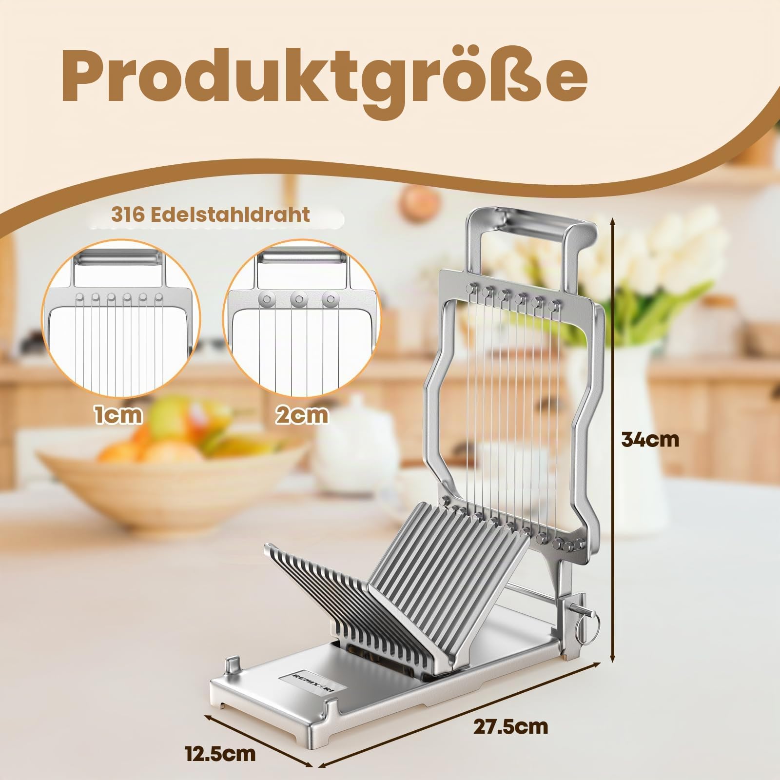 Gewerblicher Käsehobel, Blockkäse-Schneider für Cheddar mit 1 cm & 2 cm Dicke, 316 Edelstahl Drahtklinge, Ideal für Restaurants, Bäckereien, Catering und Privathaushalte