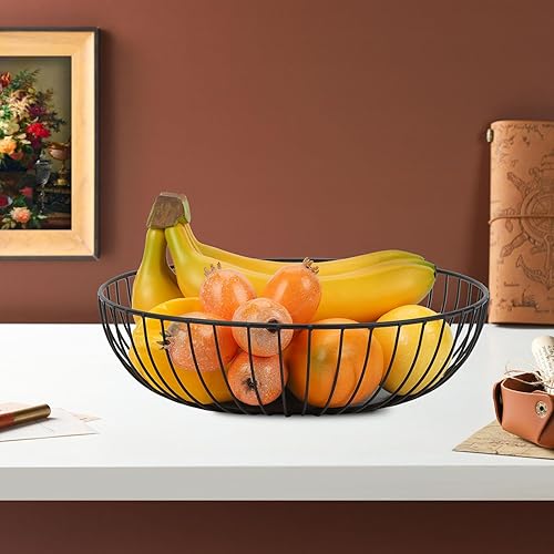 Miniatura 5 de IBWell Cesta de frutas de alambre negro para fruta, plato de frutas para cocina, cesta de frutas, cuencos de frutas para mostradores, frutero