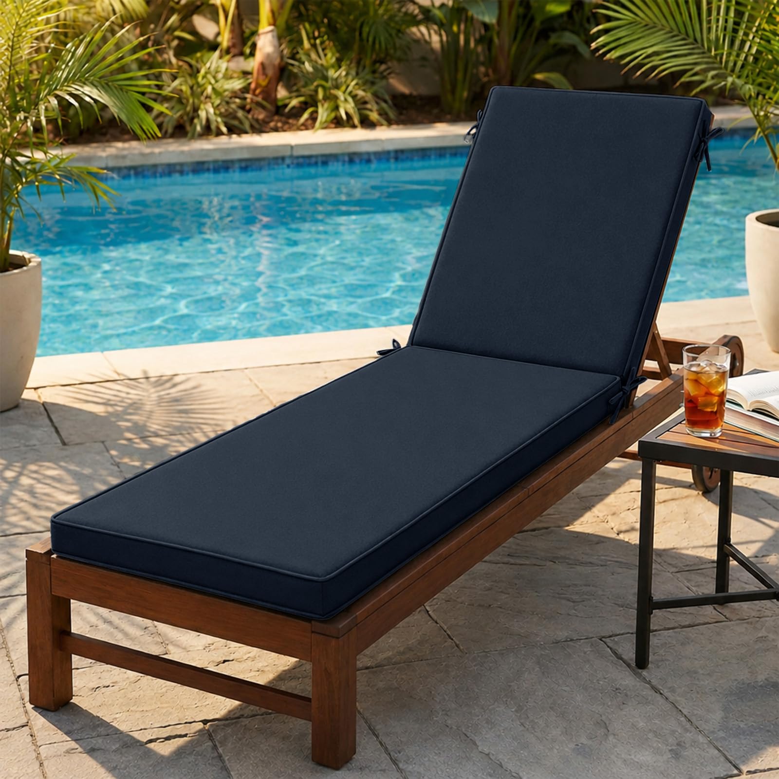 AZMAHT Sun Lounger Cushion Replacement,Waterproof Garden Sunbed Cushion