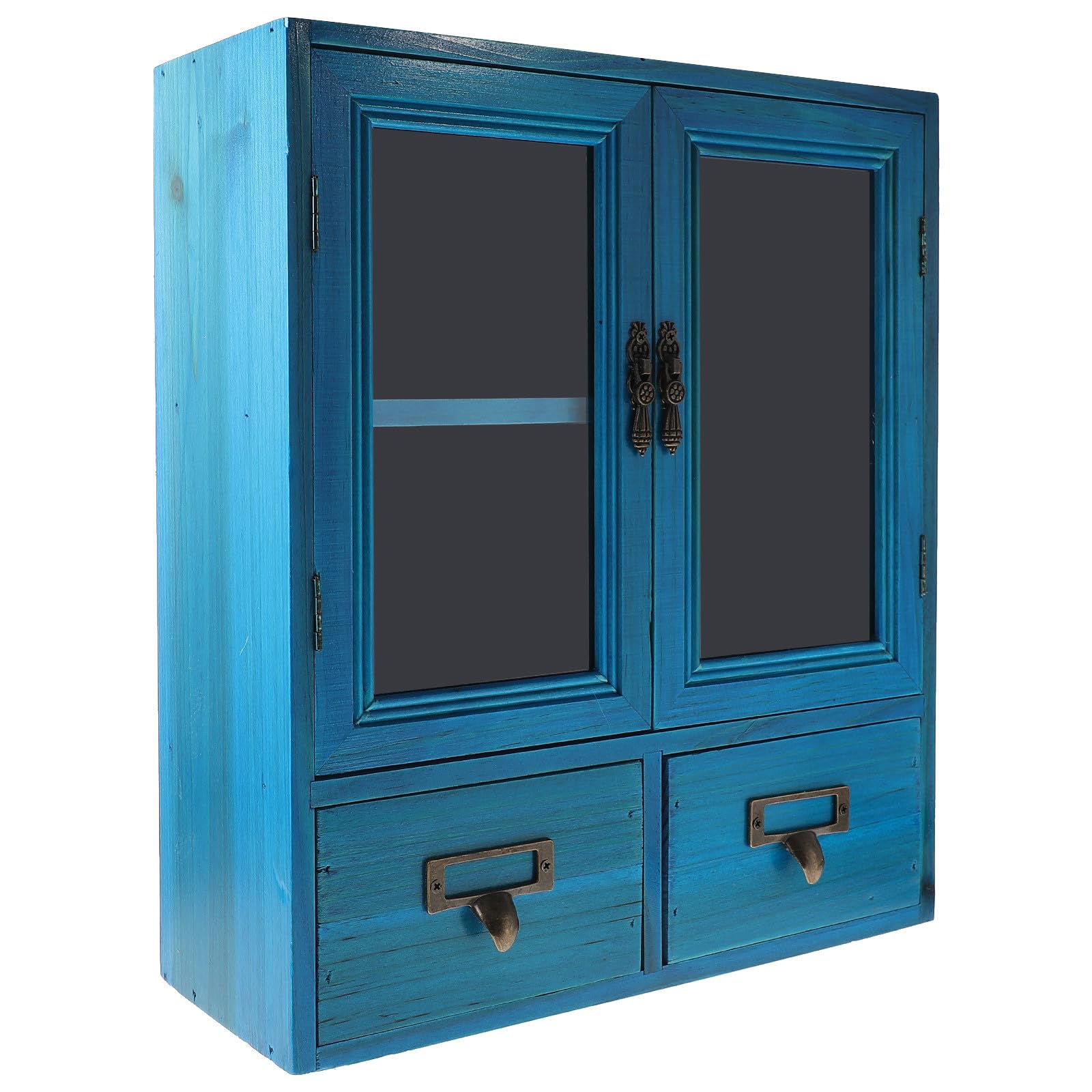 INOOMP Azul Armario de Pared Doble Puerta de Madera Vintage