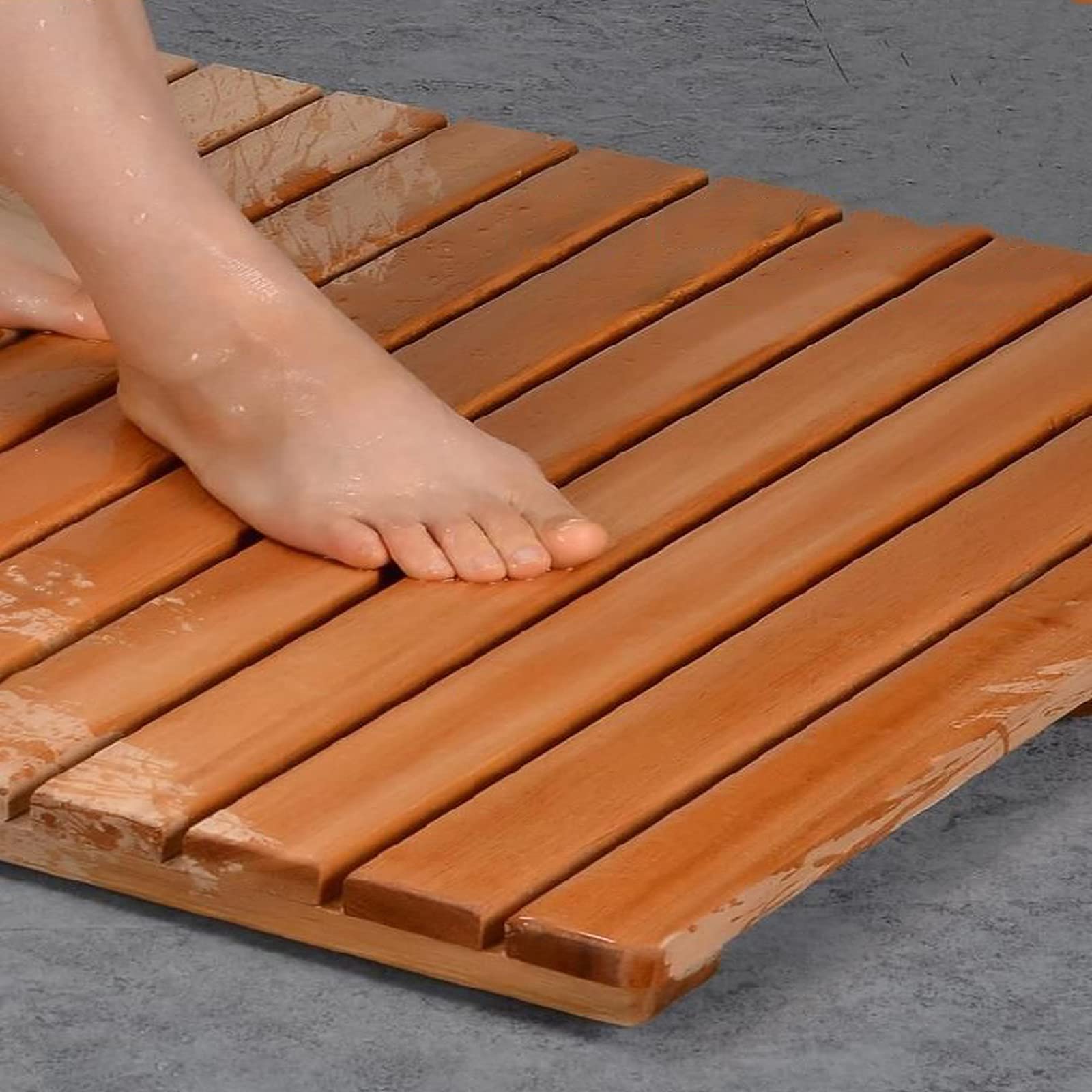 Tablero antideslizante de madera natural para ducha sin acumulación de humedad