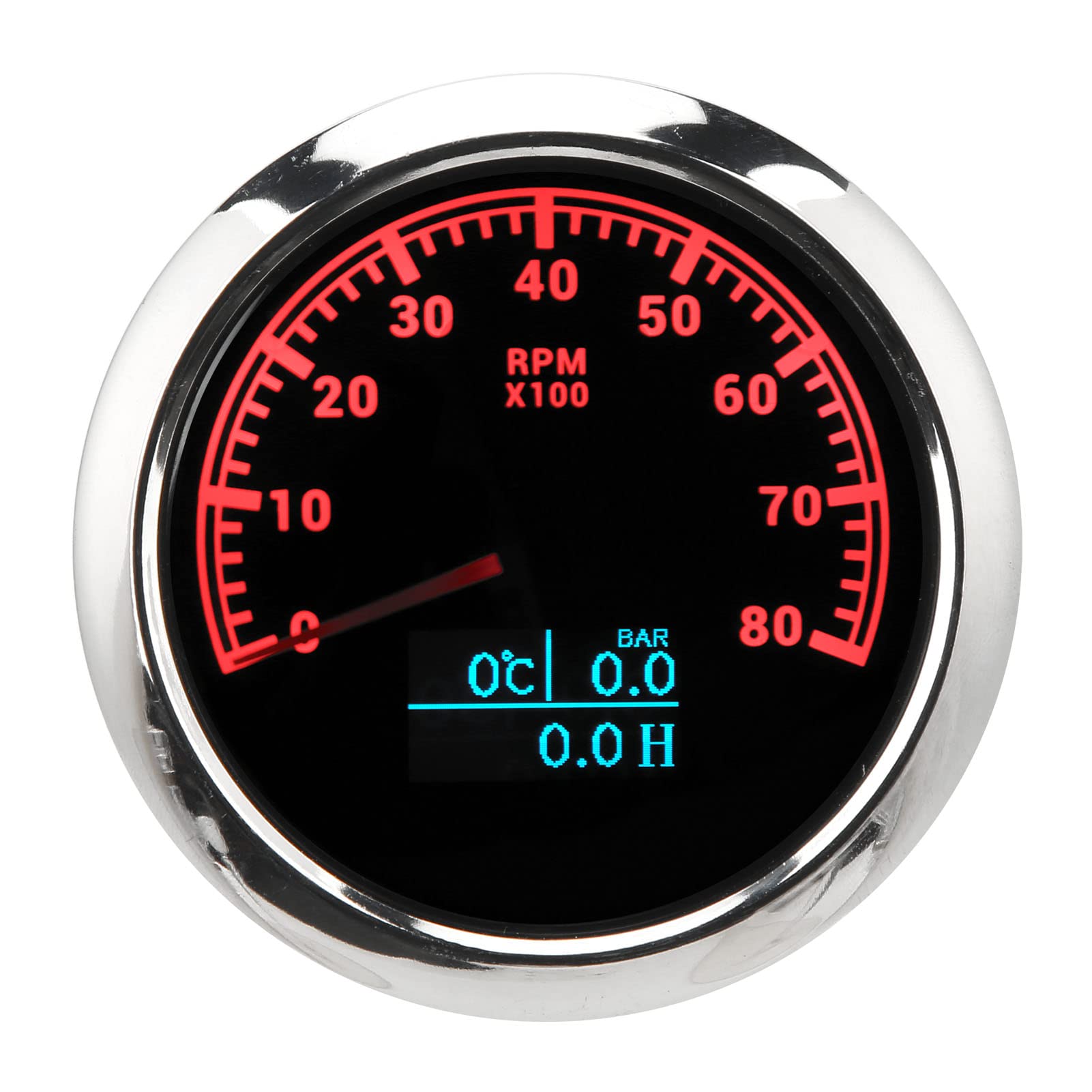 Tacómetro de motor Torvex, 3 en 1, 85 mm, 8000 RPM, indicador de RPM, 9-32 V, retroiluminación roja, indicador de tacómetro con esfera negra para coche, yate, RV
