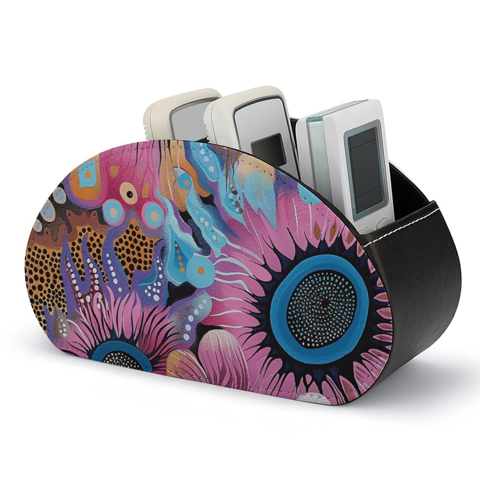 Support de télécommande en bois imprimé pour pinceaux de maquillage et rangement de bureau