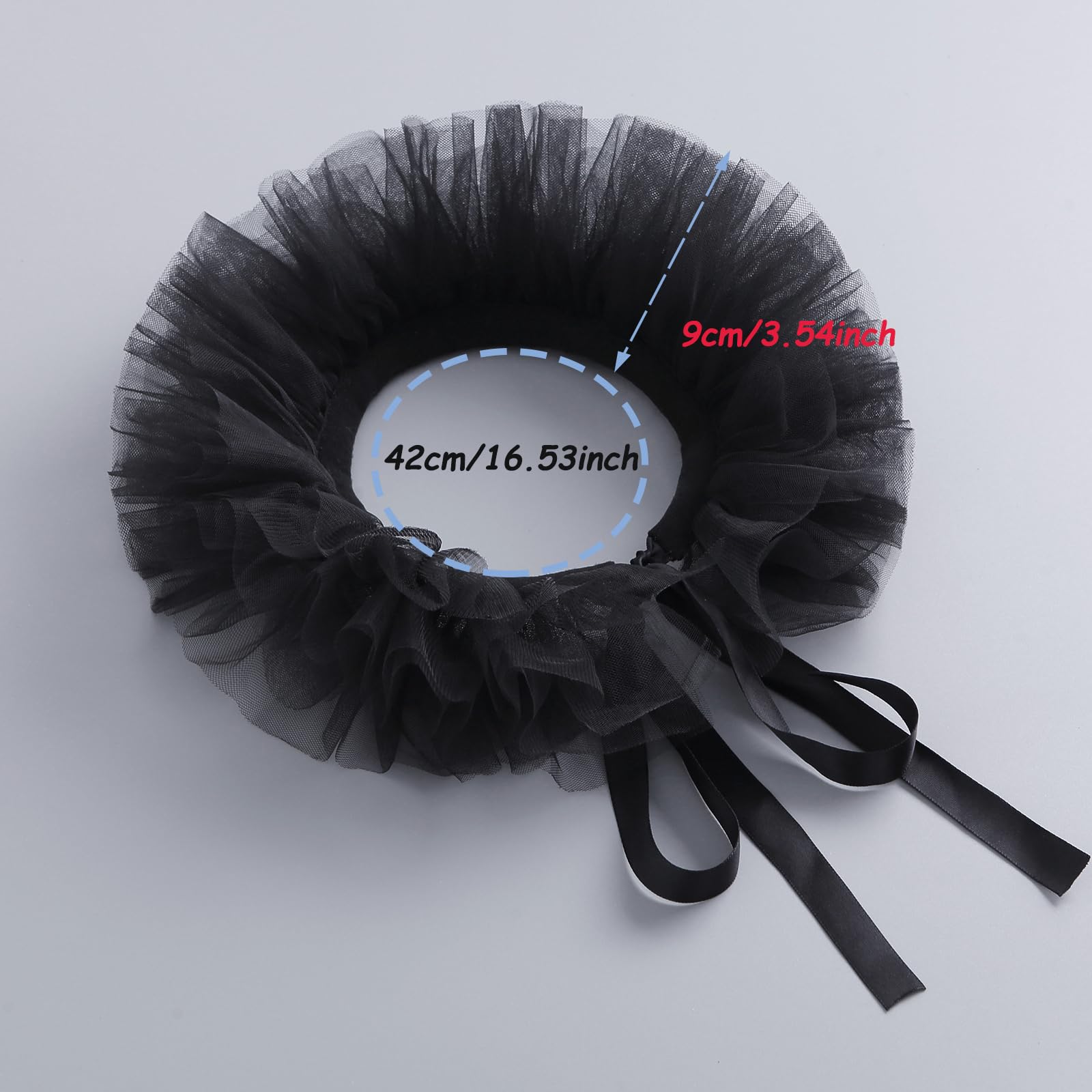 XEPST Clown Tulle Ruffled Collar, Renaissance Victorian Neck Ruffle Collar for Halloween Renaissance Costume Cosplay - Black - Image 2