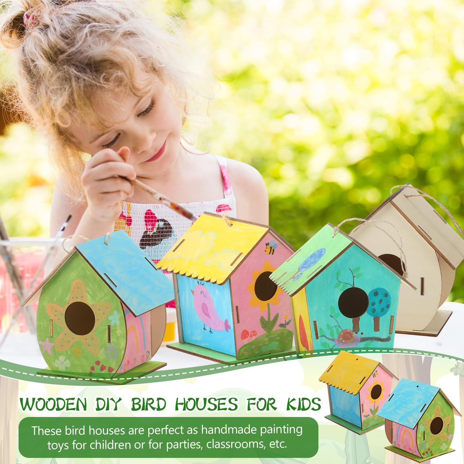 DoubleFill 30 Stück Vogelhäuser aus Holz, Großpackung für Kinder, unlackiertes Holz, Vogelhäuser für Kinder, Holzhandwerksprojekte, Kits für Heimwerker, Holzkunst und Handwerk für Mädchen, Jungen