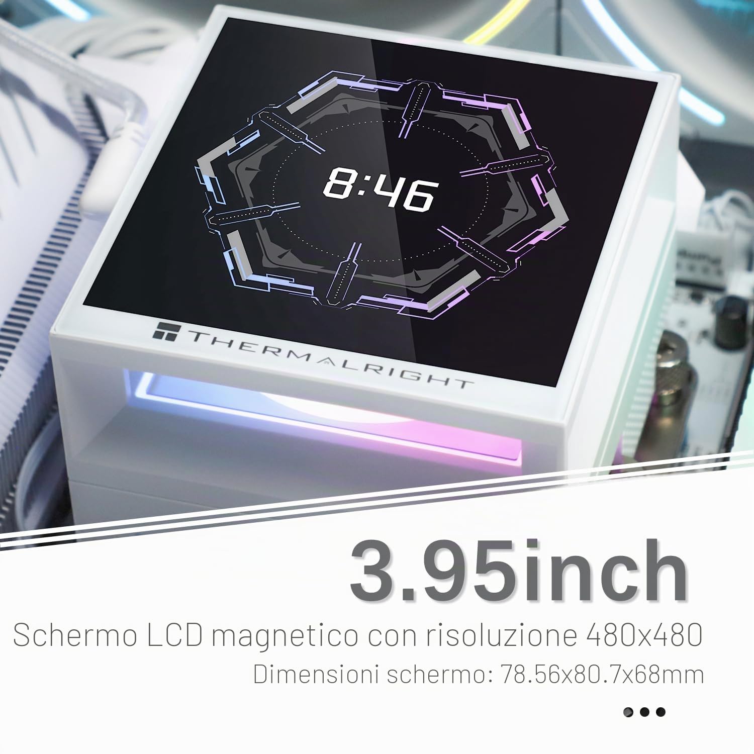 TR-Thermalright Hyper Vision 360 UB ARGB Bianco Liquido Raffreddatore per CPU, Schermo LCD IPS da 3,95'' con Risoluzione 480x480 - Magnetico, Raffreddatore da 360mm, per AM4/AM5, LGA1851/1700/115x