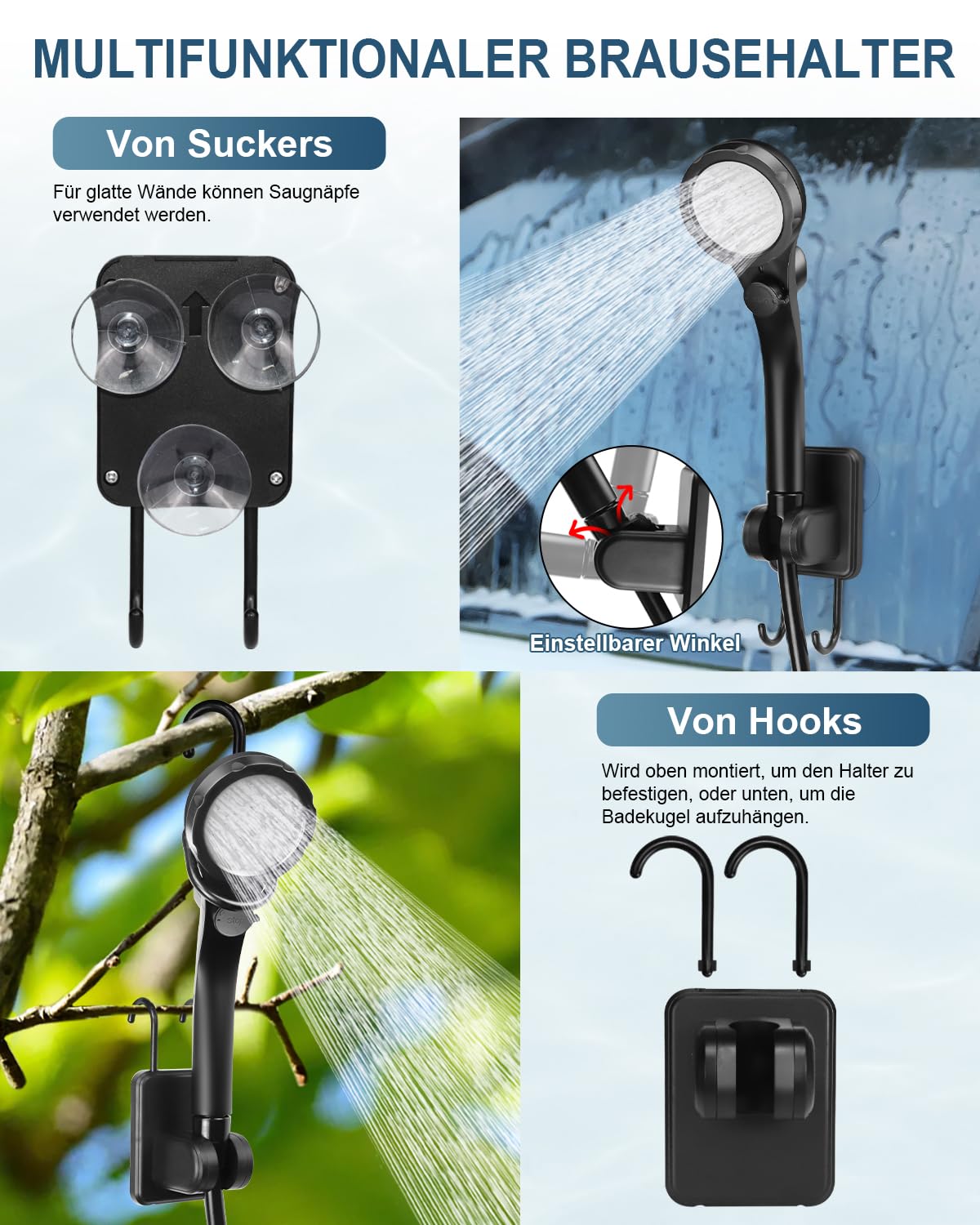 AUTOPkio Campingdusche mit Akku, Verbesserte Camping Dusche 6000mAh Wiederaufladbar Pumpe, Intelligente Digitalanzeige für Camp, Outdoor, Haustier, Notfall
