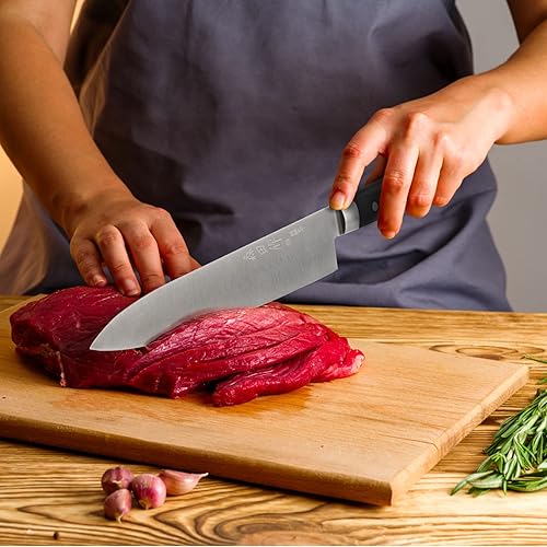 Miniatura 7 de CHUYIREN Cuchillo de chef japonés de 9.5 pulgadas, cuchillo de chef profesional Gyuto, 2 piezas, cuchillo de sashimi afilado con mango ergonómico