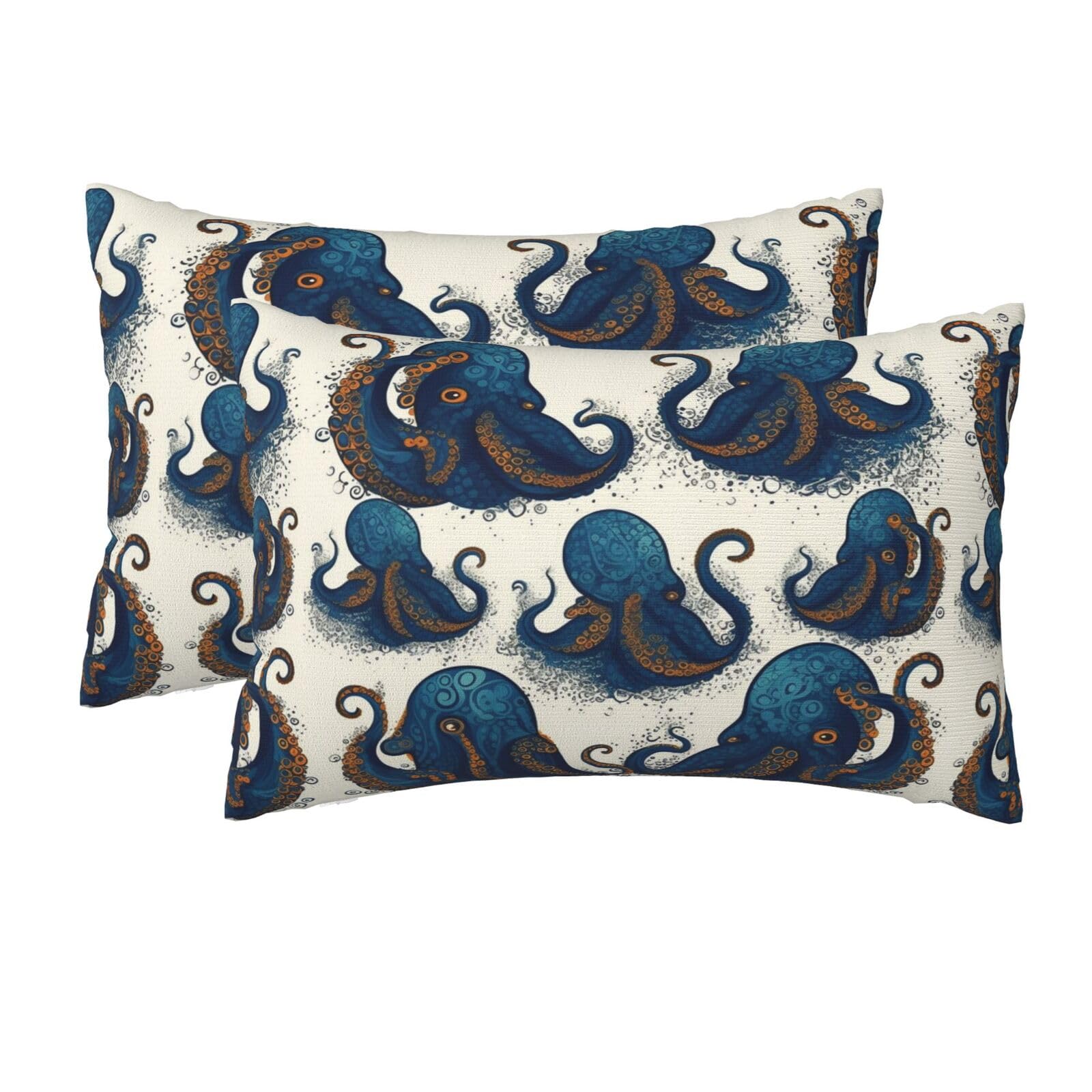 2 Pack Queen Pillow Cases with Hidden Zipper, Soft Breathable Pillow Covers for Hair and Skin, Tentacles Octopus Pillowcases 20"x30" Bed Pillow Protectors Cover for Sleeping Gifts