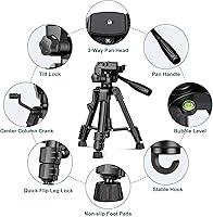Vista 8 de JOILCAN Mini Tripod for Camera, 25" Tabletop Camera Tripod, Portable Travel Tripod with Phone/Tablet Holder, Lightweight Aluminum Tripods for DSLR