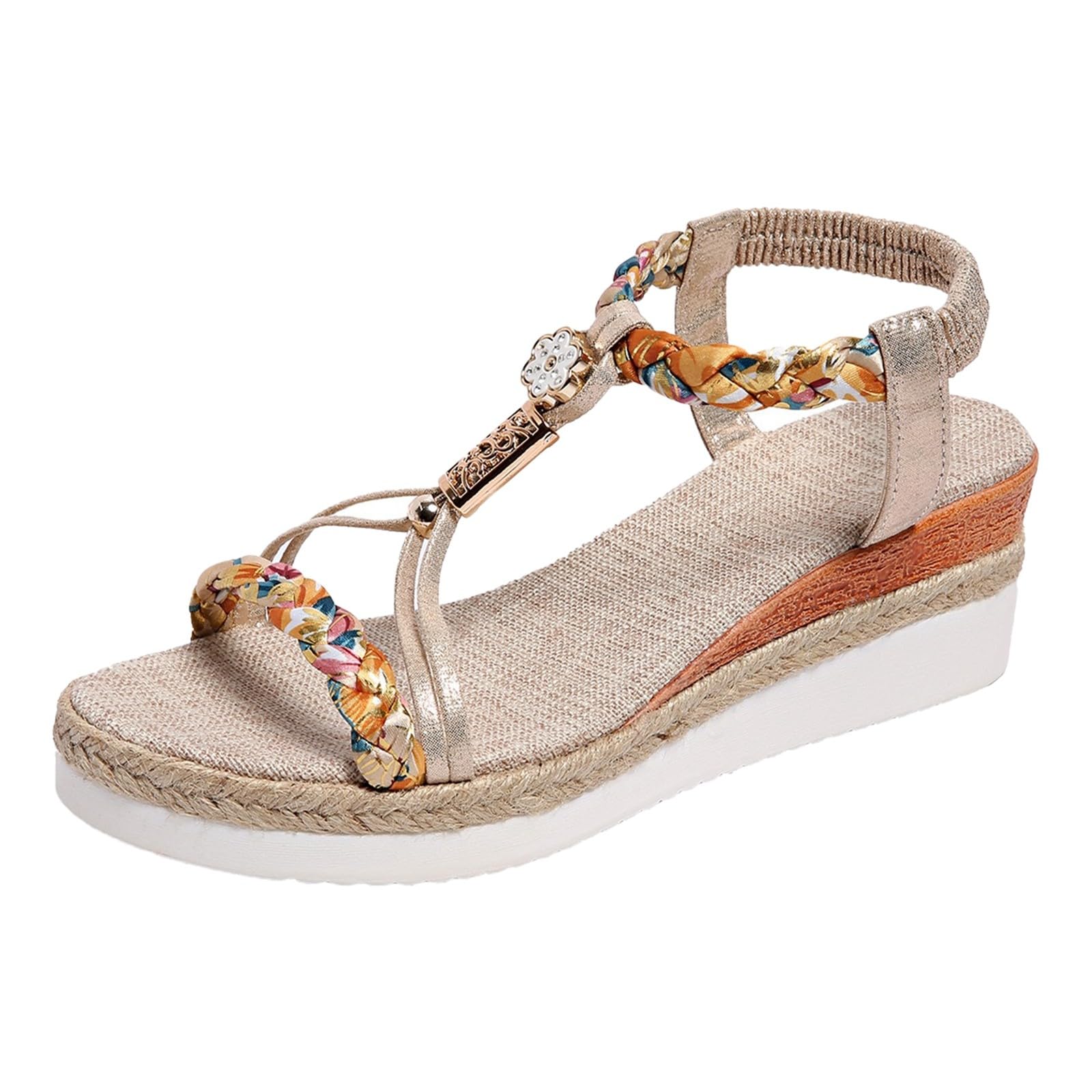 Générique Femmes Sandales D'Été Chaussure Randonnée Femme Compensées Plateforme Pantoufles Confort Basket Sans Lacet Mules En Cuir Pour Talon Claquettes Rose Paillettes