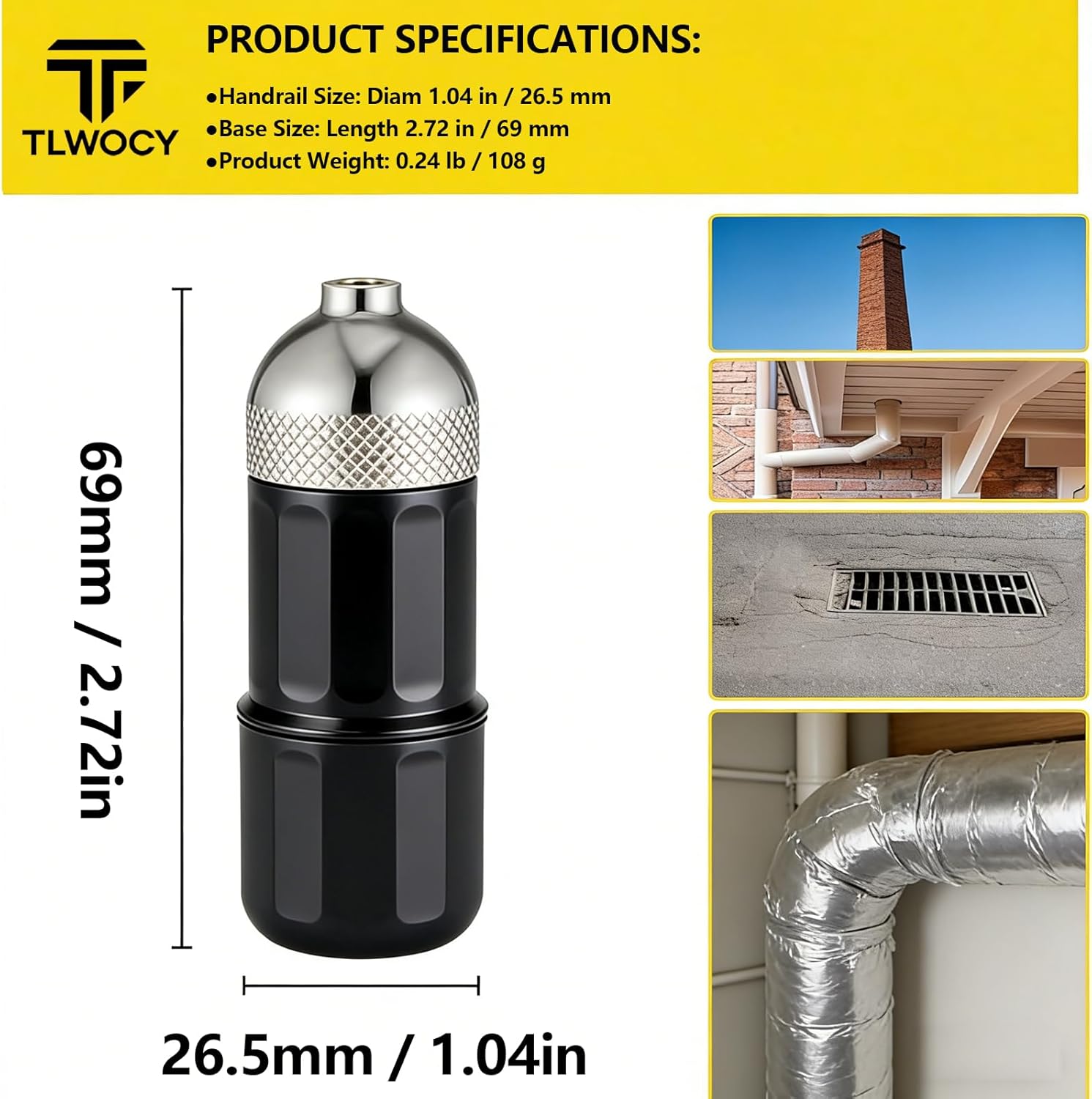 512Hz Transmitter Remote Sonde for Pipeline Sewer Inspection, ABS Portable Pipe Locator for Fast Detection Lightweight Suitable for Sewage and Water Supply with Connector Steel (B)