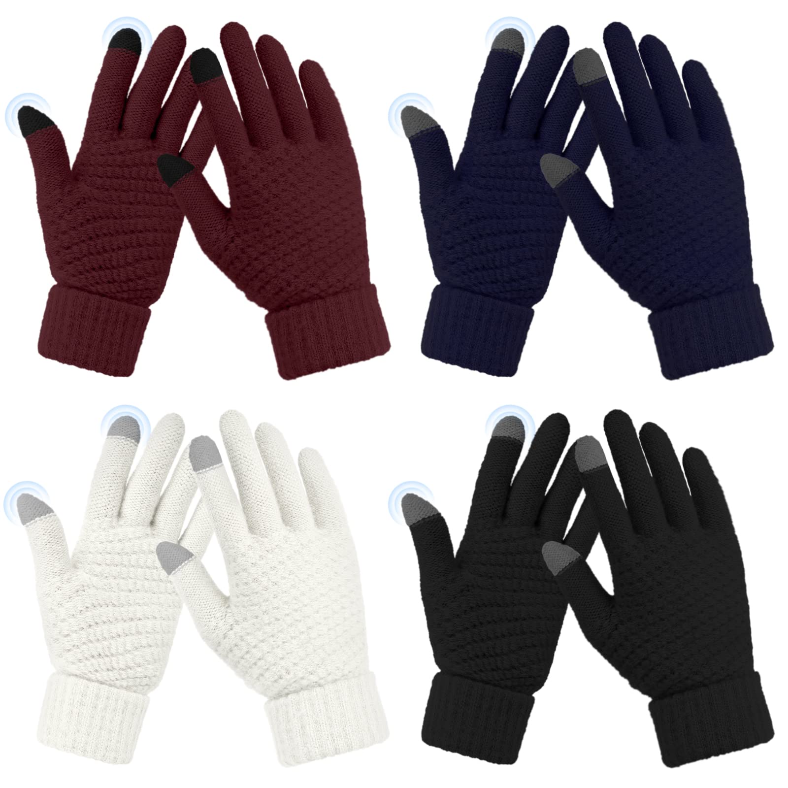 Omisy 4 Pairs Winter Gloves Women Touchscreen