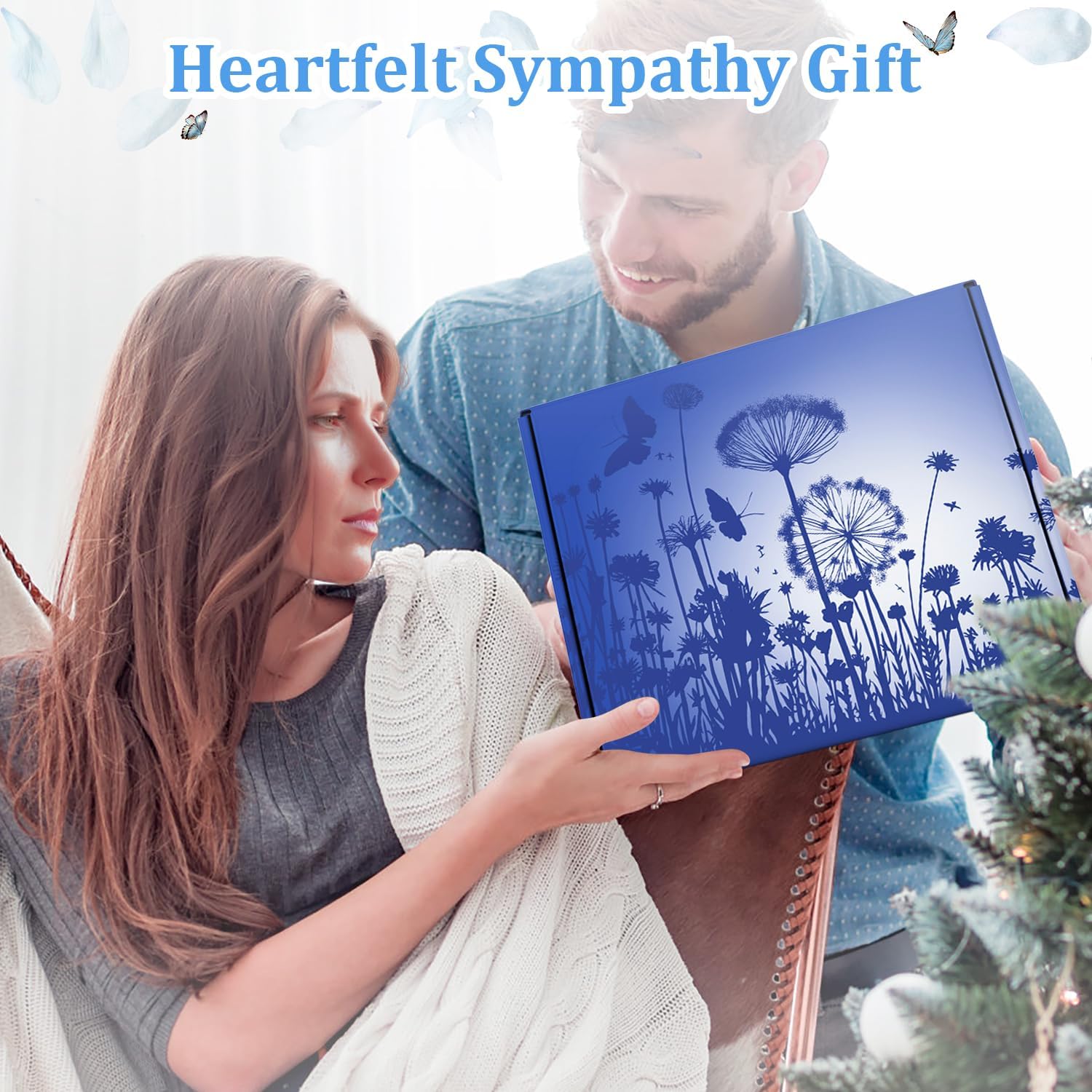 Condolences Gift Basket for Loss, Sympathy Gift Baskets, Bereavement Memorial Gifts for Funeral, Sorry for Your Loss of Mom Dad Husband Daughter Friend Loved One