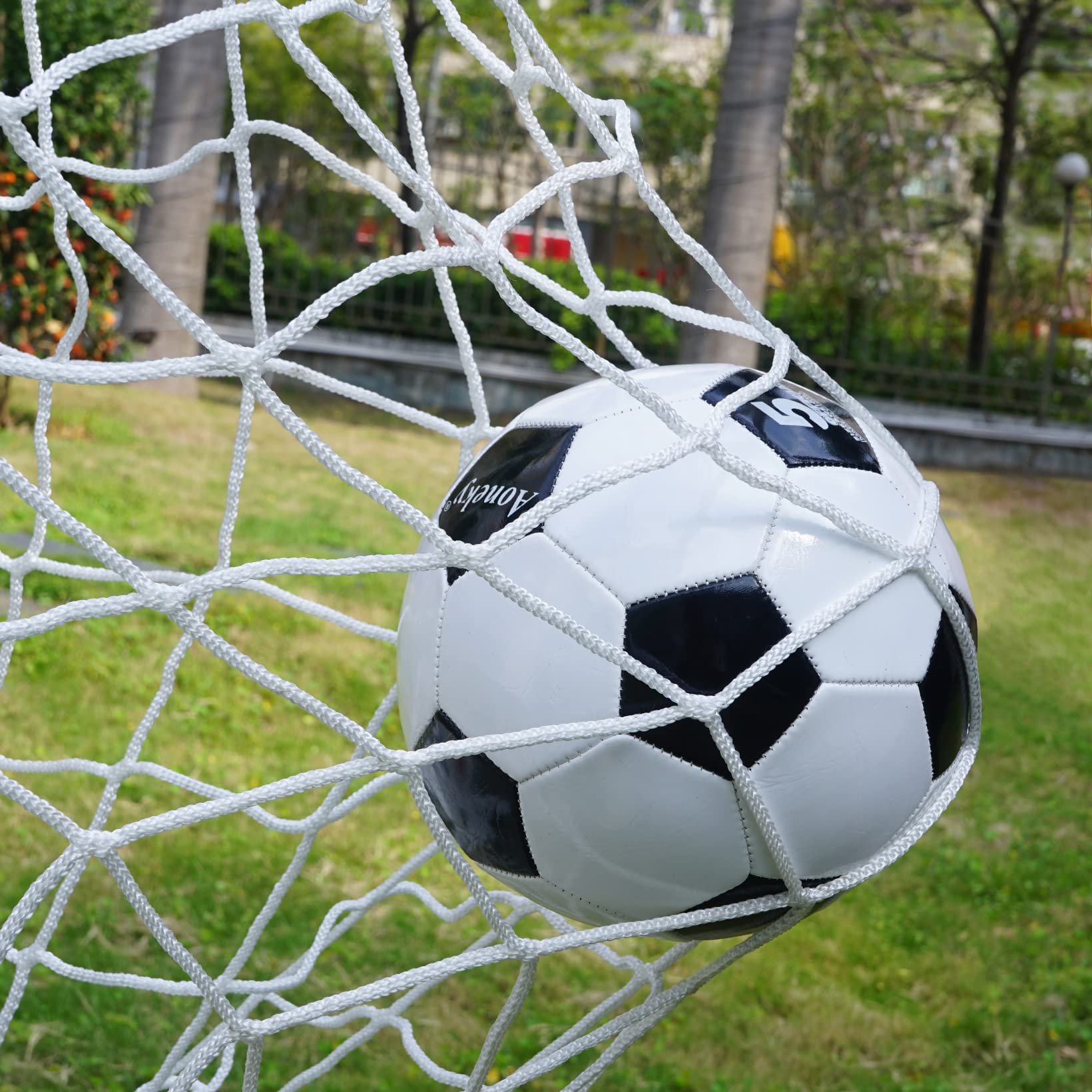 Aoneky Rete da calcio per portiere da competizione professionale, resistente, 5 mm, 8,6 kg per rete, 24 x 20 m, di ricambio per palo da calcio a grandezza naturale, non include pali