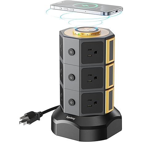 SUPER DANNY Wireless Charging Power Strip Tower