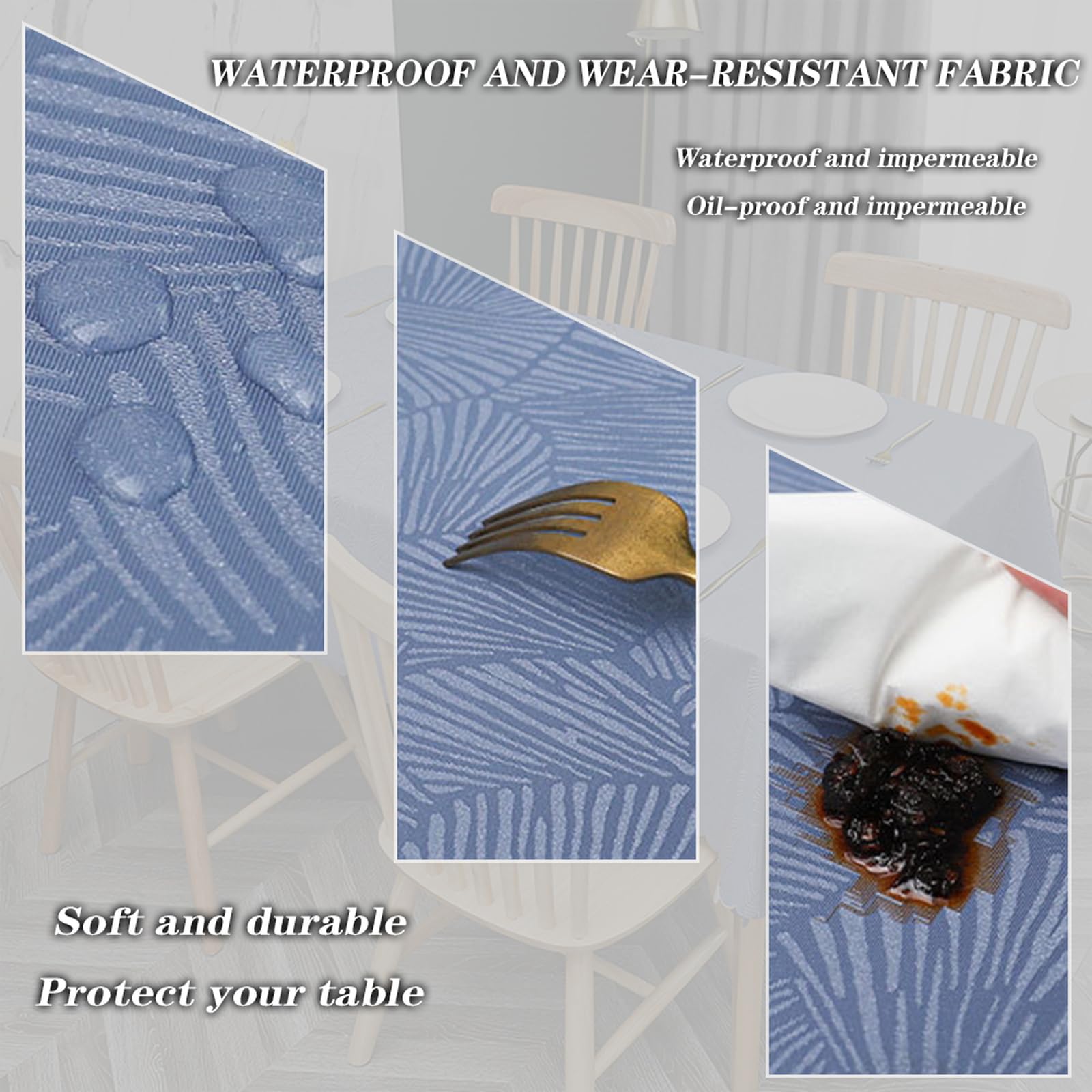 Wodoodporny obrus 160 x 280 cm PCW pokrowiec winylowy zmywalny cerata na przyjęcia jadalne i do użytku wewnątrz / na zewnątrz nowoczesny design łatwy do czyszczenia