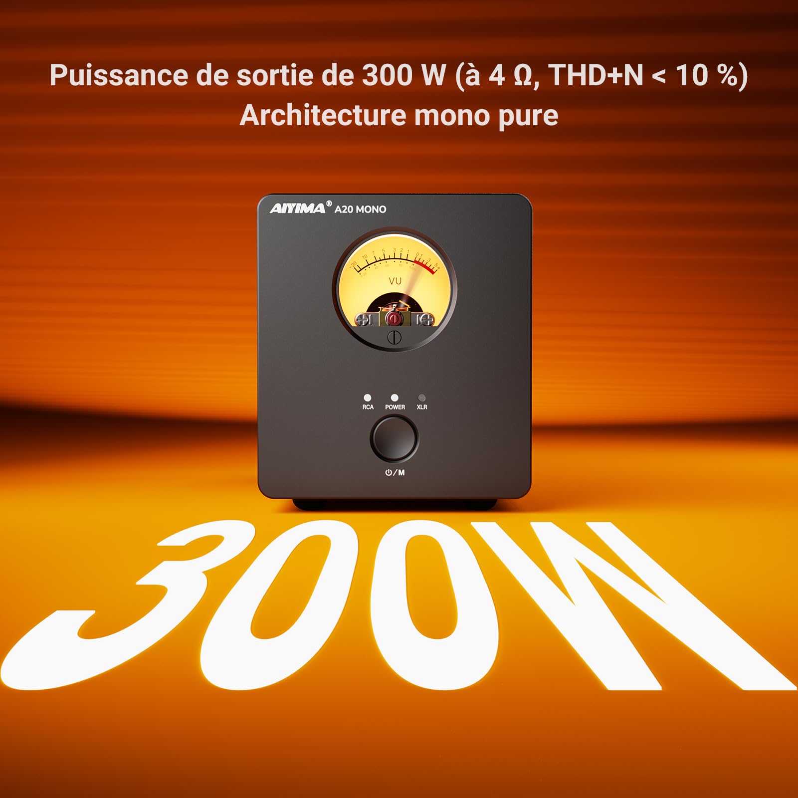 Amplificateur HiFi AIYIMA A20Mono Entièrement Équilibré TPA3255 de Classe D | Amplificateur HiFi de bureau avec déclencheur PFFB&HFP&12V,Ampli-Op OPA1612,SORTIE SUB, entrée XLR,Réglages à Double gain