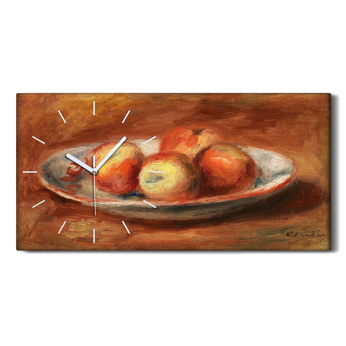 Horloge sur toile fruits de plaque pommes pour cuisine zen