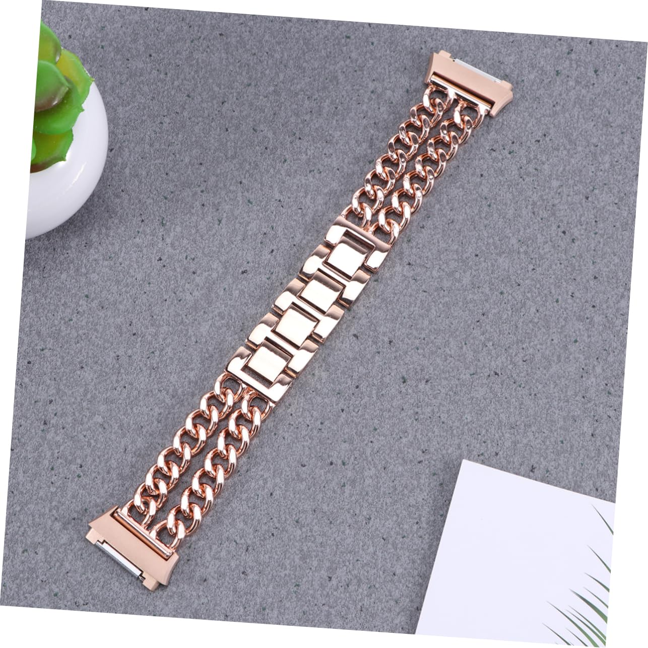Gatuida 2 Pièces Bracelet Double Rangée Chaîne Bracelet De Montre En Acier Ceinture En Acier Inoxydable