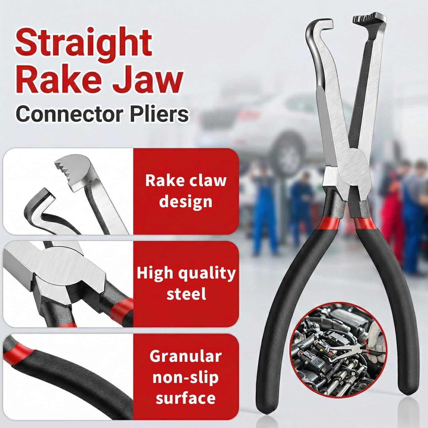 7-Piece Automotive Electrical Disconnect Pliers Set, Connector Removal Tool Kit with Straight & 60° Jaws, Hose Clamp Pliers, Terminal Pin Extractor for Secure Push-Tabs, MAF Sensors, Ignition Coils