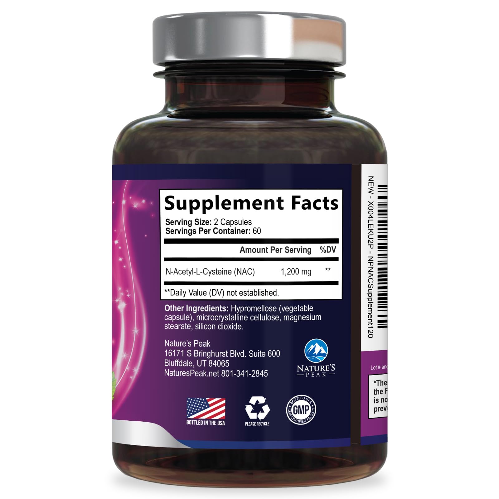 N-Acetyl-L-Cysteine (NAC) Supplement - 1200mg Free-Form NAC - Powerful Antioxidant Fights Free-Radicals - Daily Immune, Liver & Respiratory Support - Vegan, Gluten Free, Bottled in USA - 120 Capsules — Amazon image 9