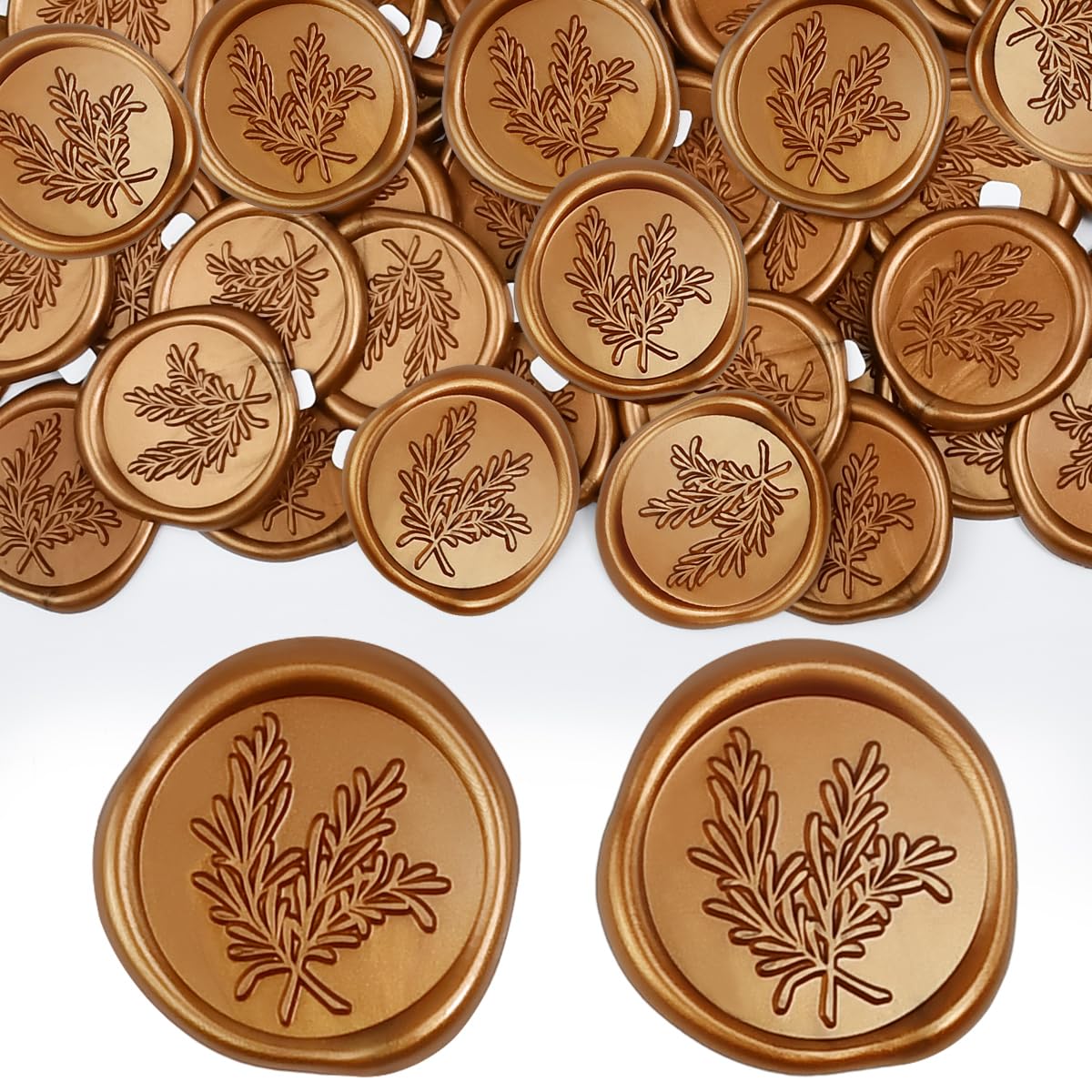 50PCS Sellos de Cera Autoadhesivo Pegatinas, Sellos de Lacre Adhesivo con Patrón de Romero, pegatinas para Sellar Sobres Doradas, Juego de Sellos de Pegatinas para Sobres de Boda Invitacion