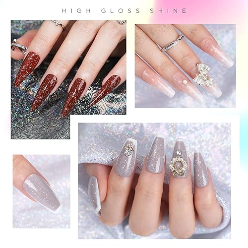 Miniatura 4 de modelones Capa superior de gel iridiscente con purpurina y 3 unidades de gel superior y capa base que no se limpia