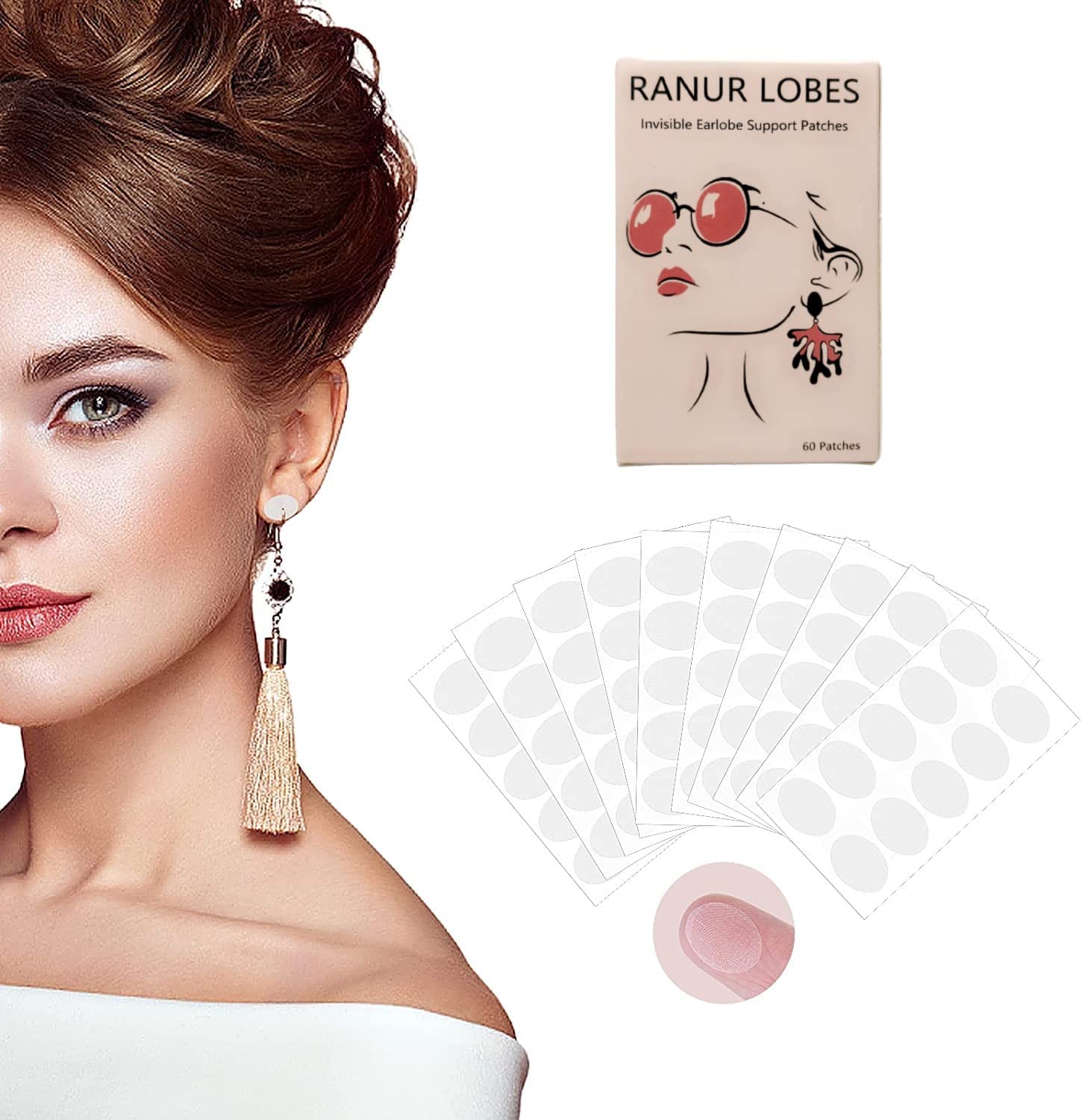 RANUR Waterproof Invisible Ear Lobe Support Patches, Ear Lobe Patches Makes Earings More Comfortable, Increase Earings Beauty, Medical Ear Patches (240) (B0B4GNB174) Amazon Price History, Amazon Price Tracker