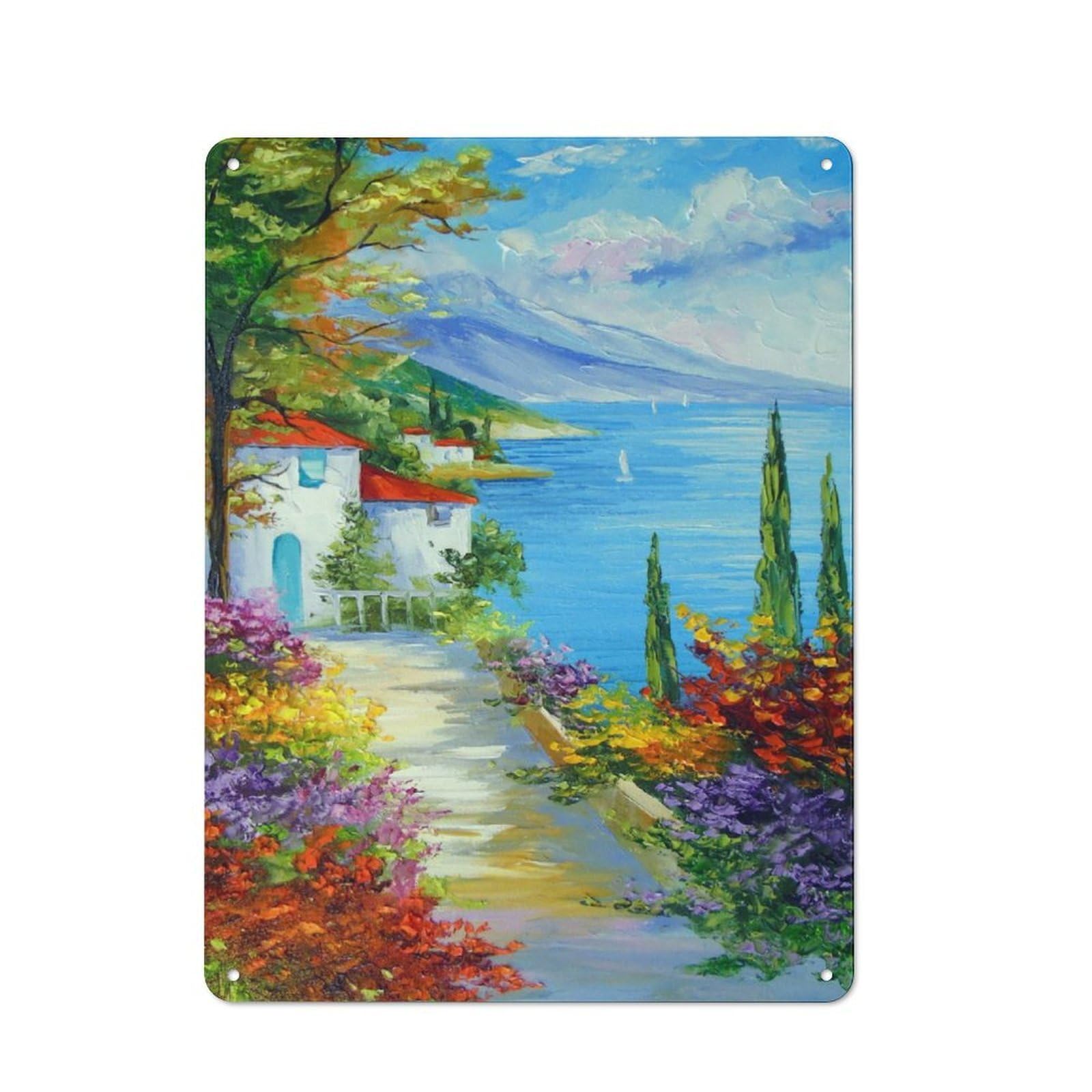 Junmoney Midday By The Sea Metal Plaque 40X30cm With For Garage Wall, Rustic Decor, For Winter Interiors And Metal Sign Collectors