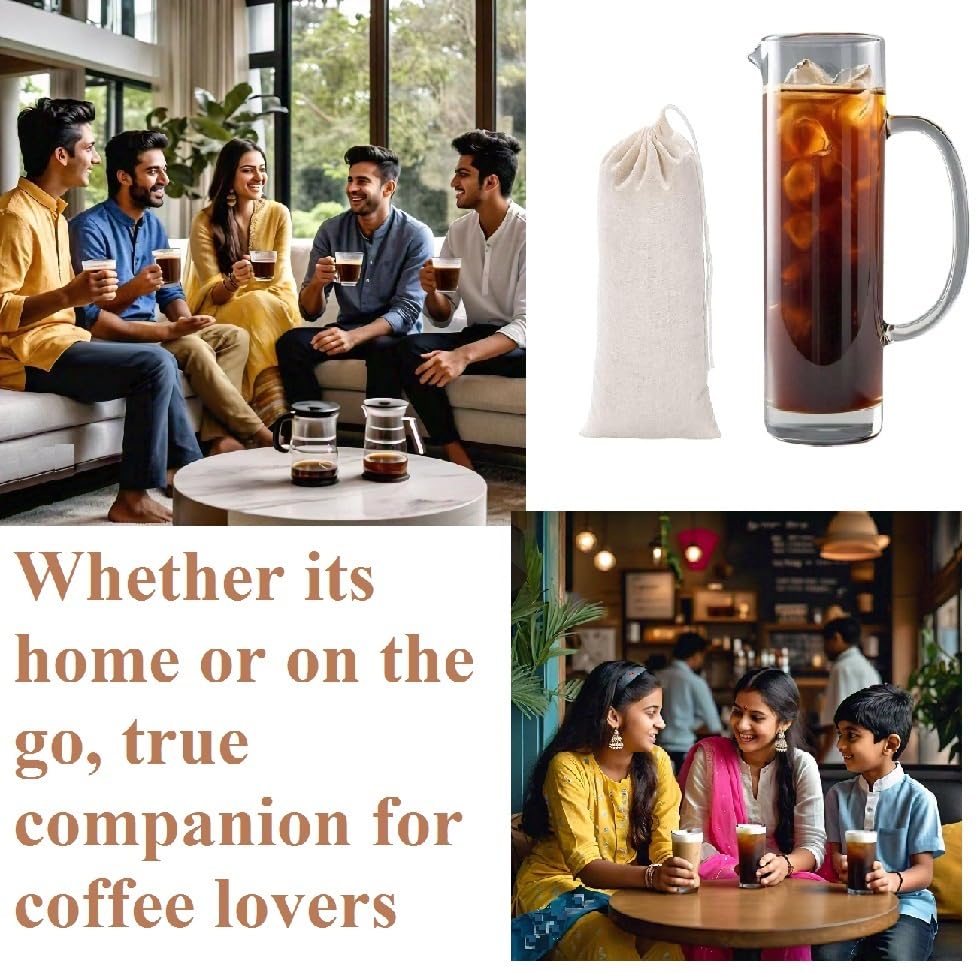 Image of WUD 5 Pcs. Empty Cold Brew Coffee Bags with Drawstring, 8x4 inch