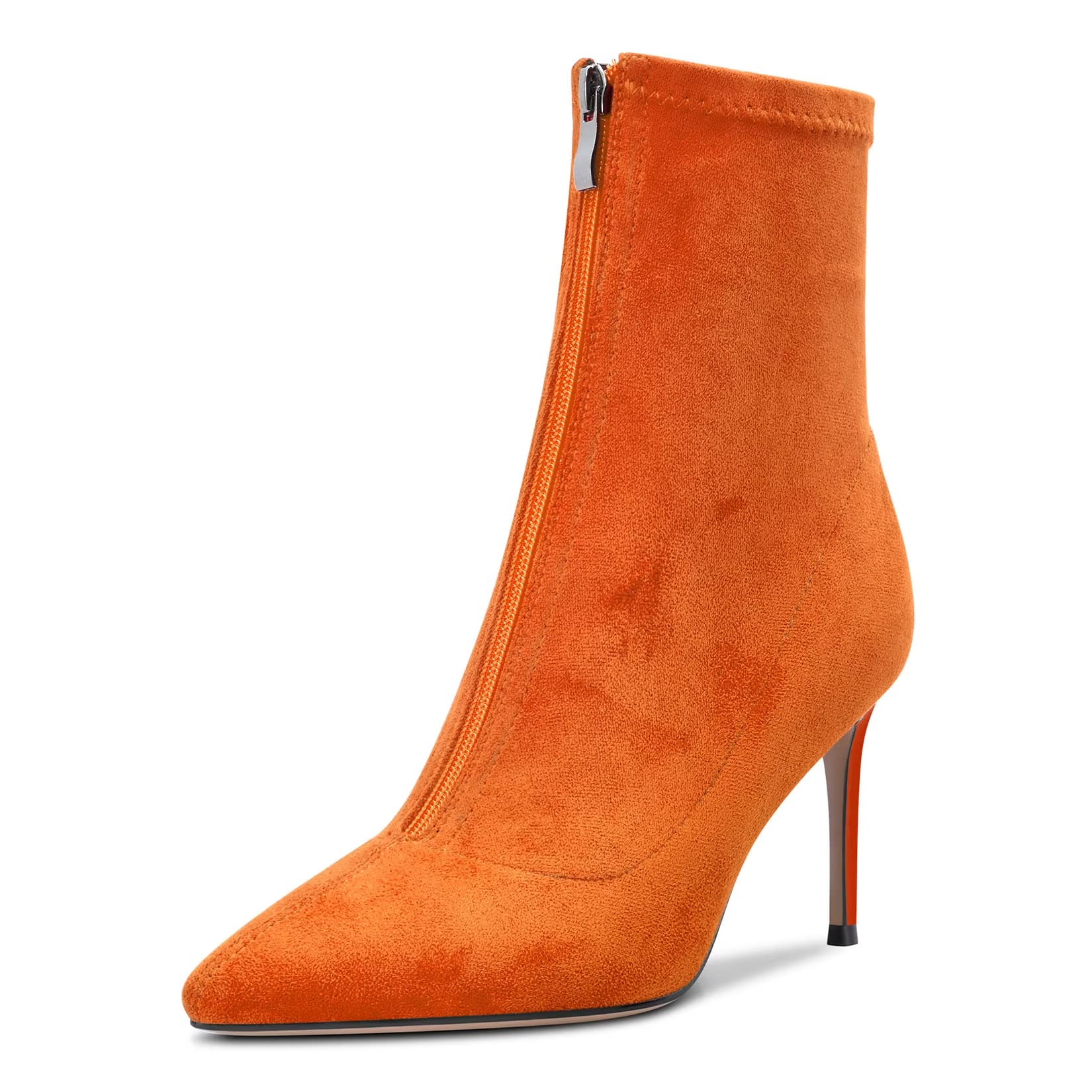 Castamere Women Stiletto High Heel Close Pointed Toe Ankle Boots Short Bootie 3 3 Inches Heels Slip-on Zipper