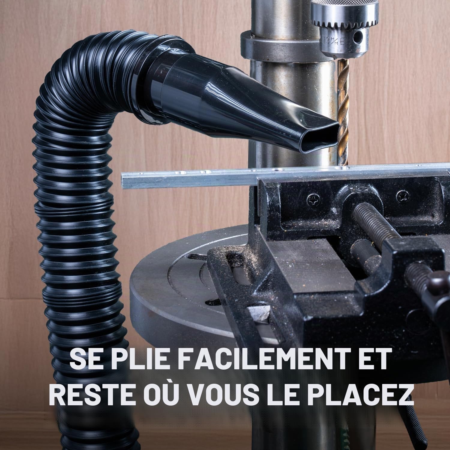 PowerTec 70208V Kit de tuyau flexible de collecte de poussière 2-1/4", noir, 5,7 cm