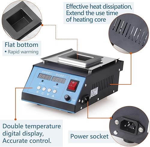 Miniatura 4 de Olla de soldadura de titanio sin plomo para soldar doble capacidad de visualización digital 5.1 lbs 500W 301,112.0 F