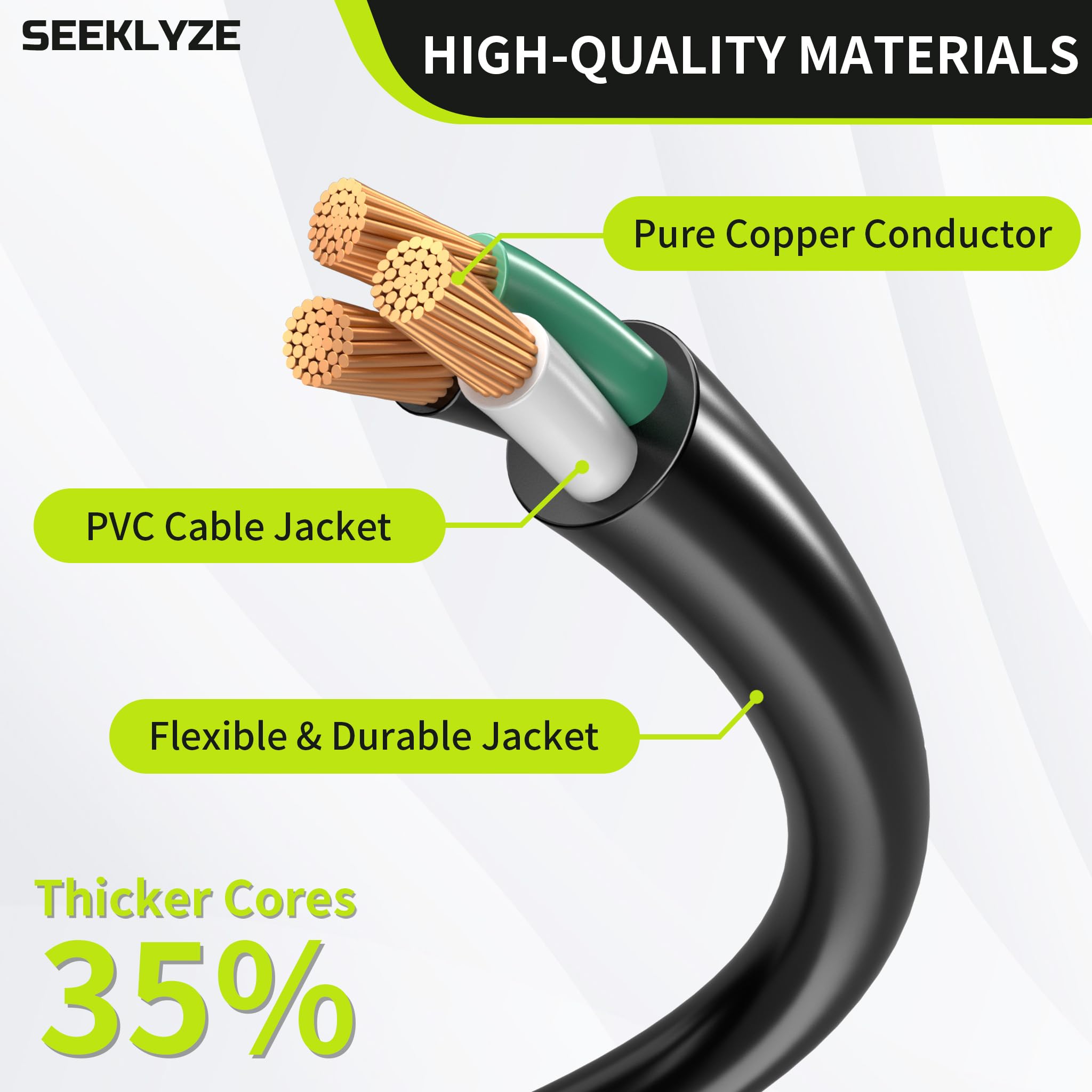 16 3 Black Extension Cord 6 FT Indoor Short Extension Cord for Laptops Coffee Makers Office Home Appliances — view 3