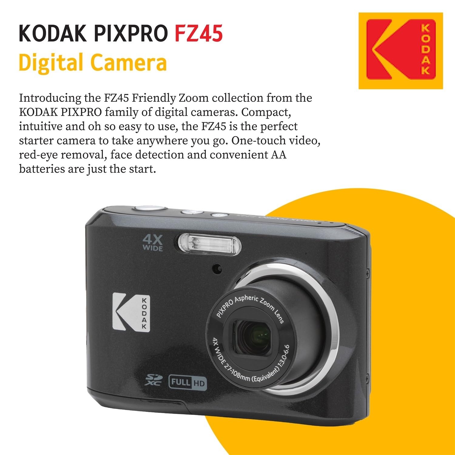 Amazon | KODAK PIXPRO FZ45 16MP デジタルカメラ4倍光学ズーム27mm