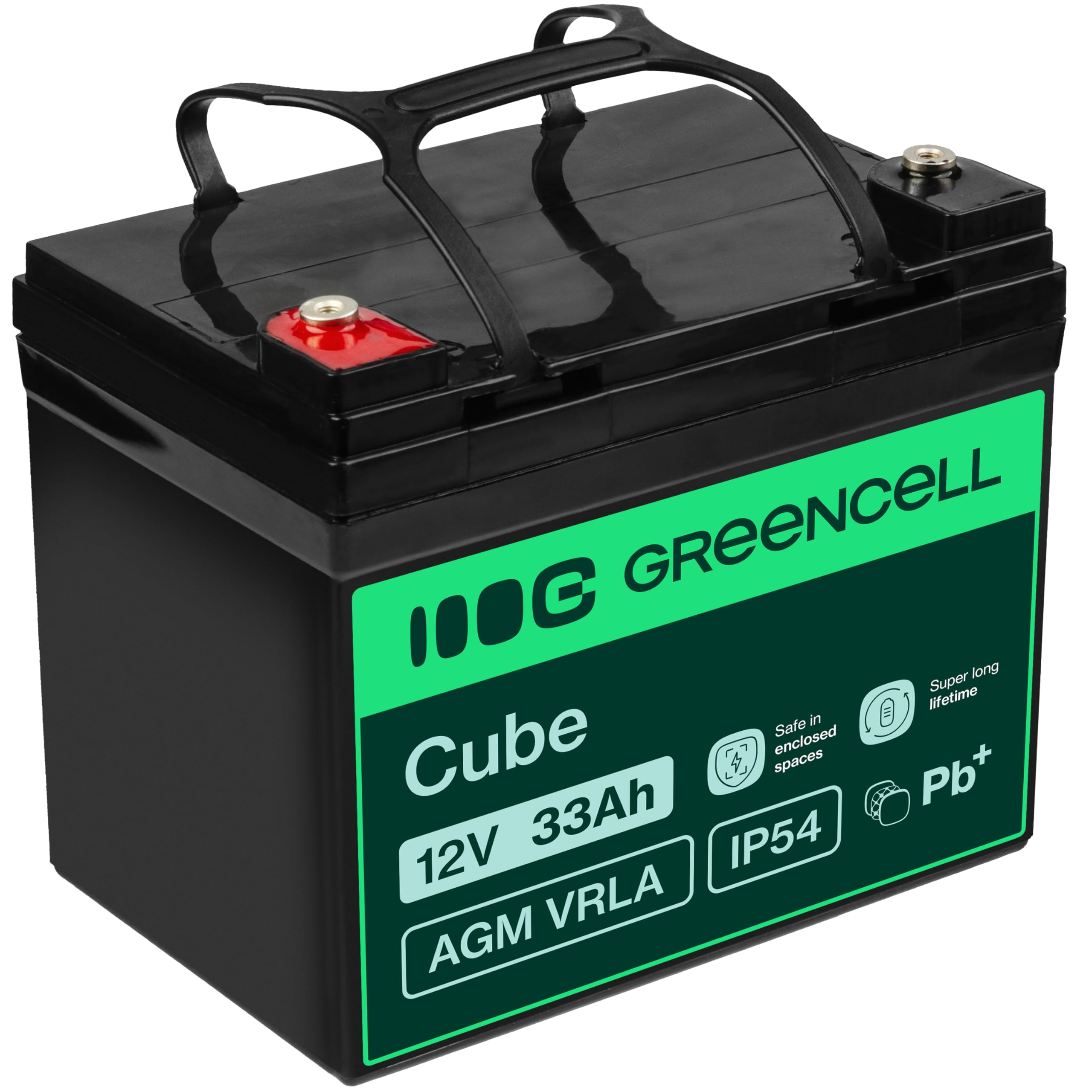 GreenCell® Batteria AGM 12V 33Ah al piombo accumulatore sigillata VRLA Senza manutezione ricaricabile Batterie di ricambio ermetica | Fotovoltaico | Barca | Sedia a rotelle | Solari | Camper | Camping