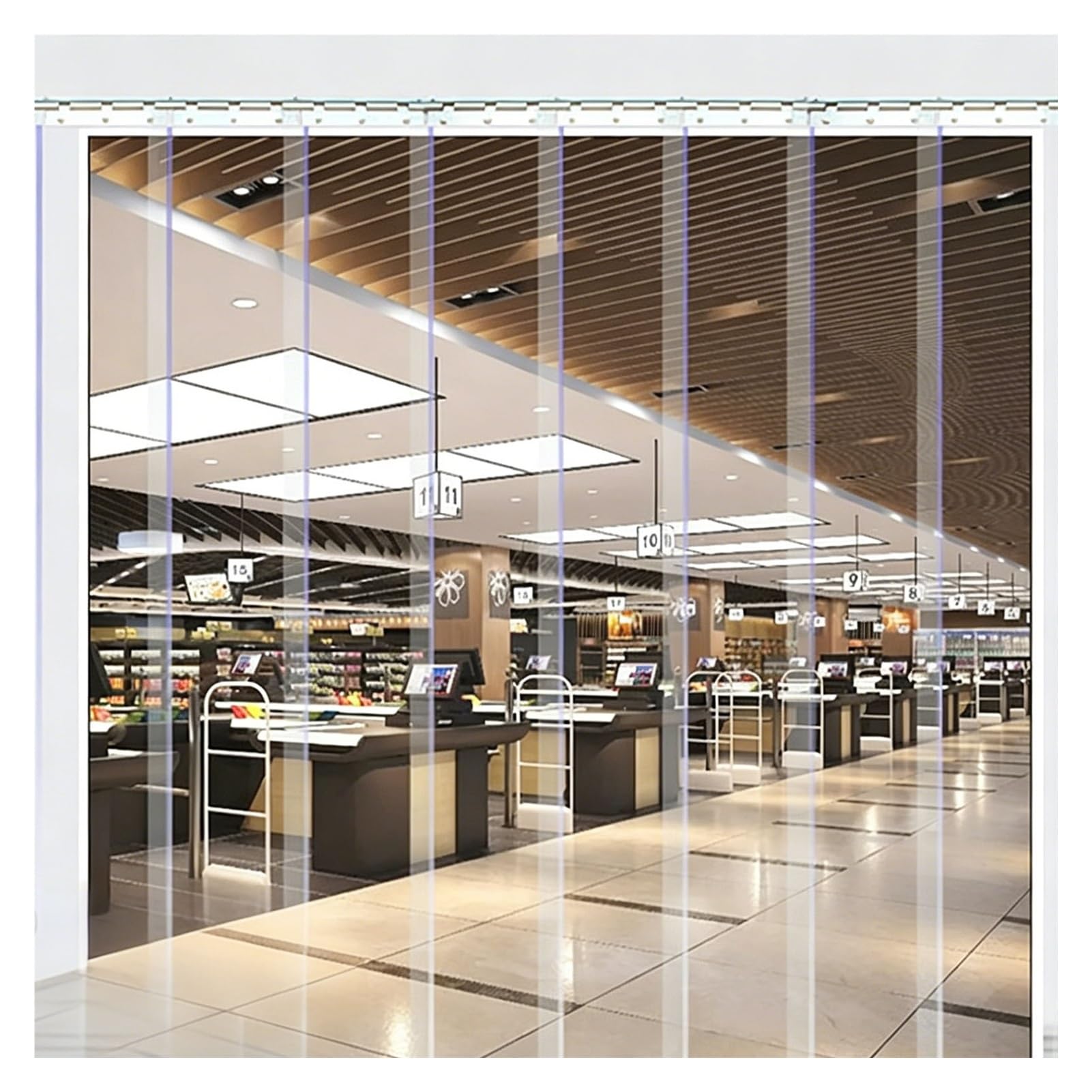 Rideau à lanières PVC transparent 1.8x3m pour isolation de garage et entrepôt