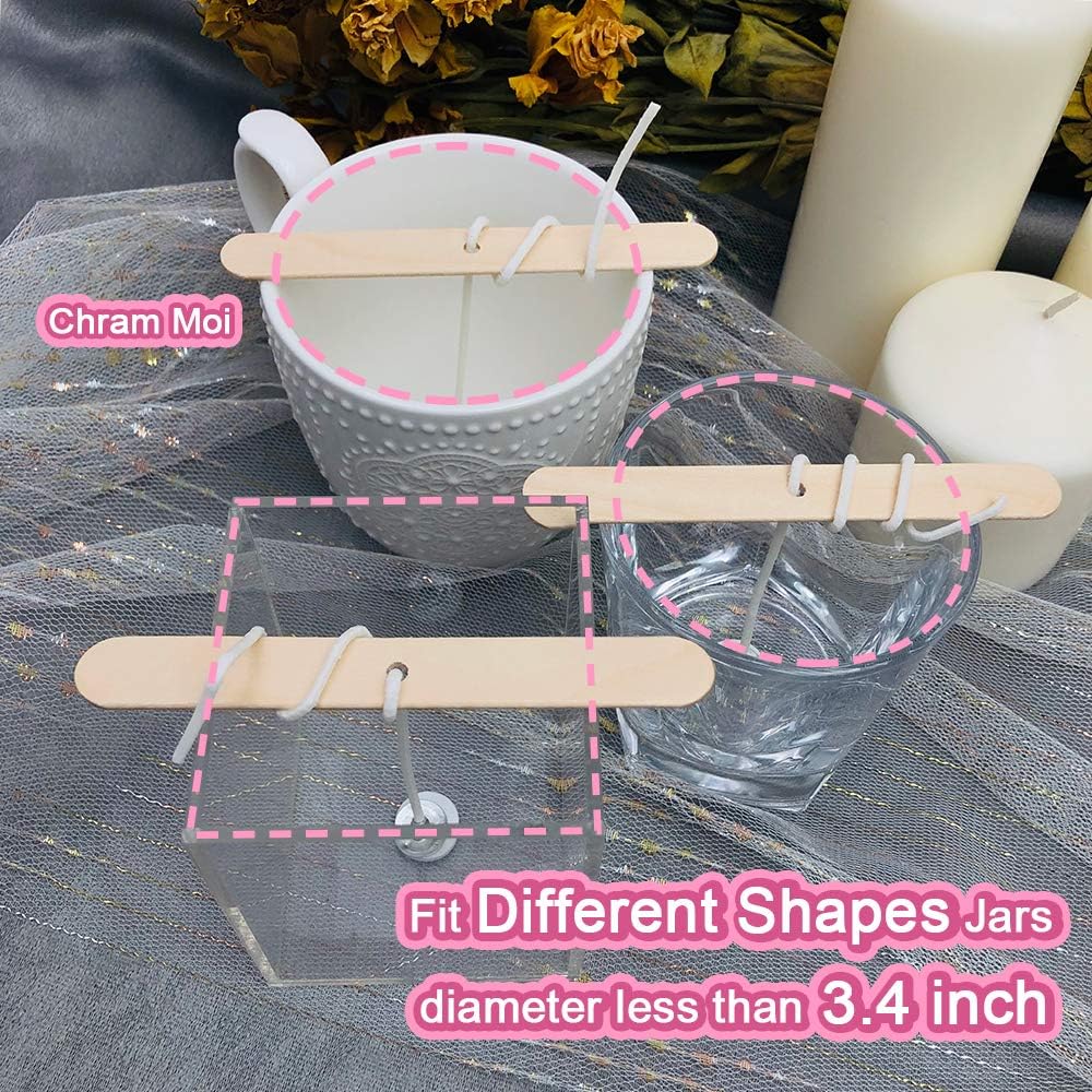 Candle - Wicks, Practical Basic Candle Making Kit, 6 inch High-Quality Candle Wick with Stickers, Candle Wick Holders and Tabs - Chram Moi