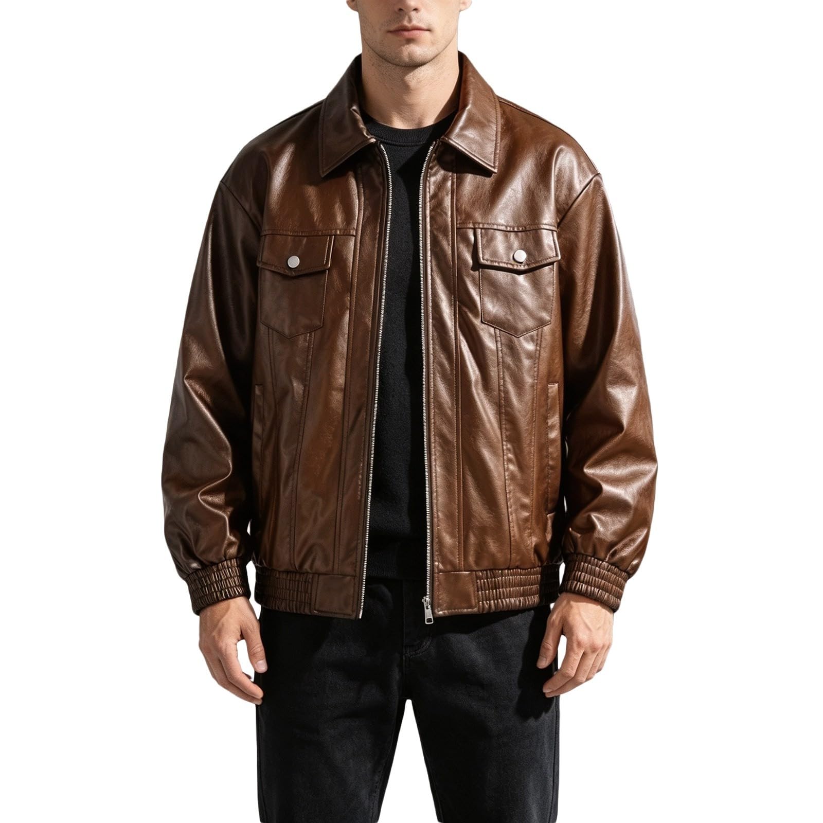 Generisch Regenjacke Rennrad Herren Klassische Herrenjacke mit Stehkragen, lässige Oberbekleidung in Übergröße, geeignet für den Alltag