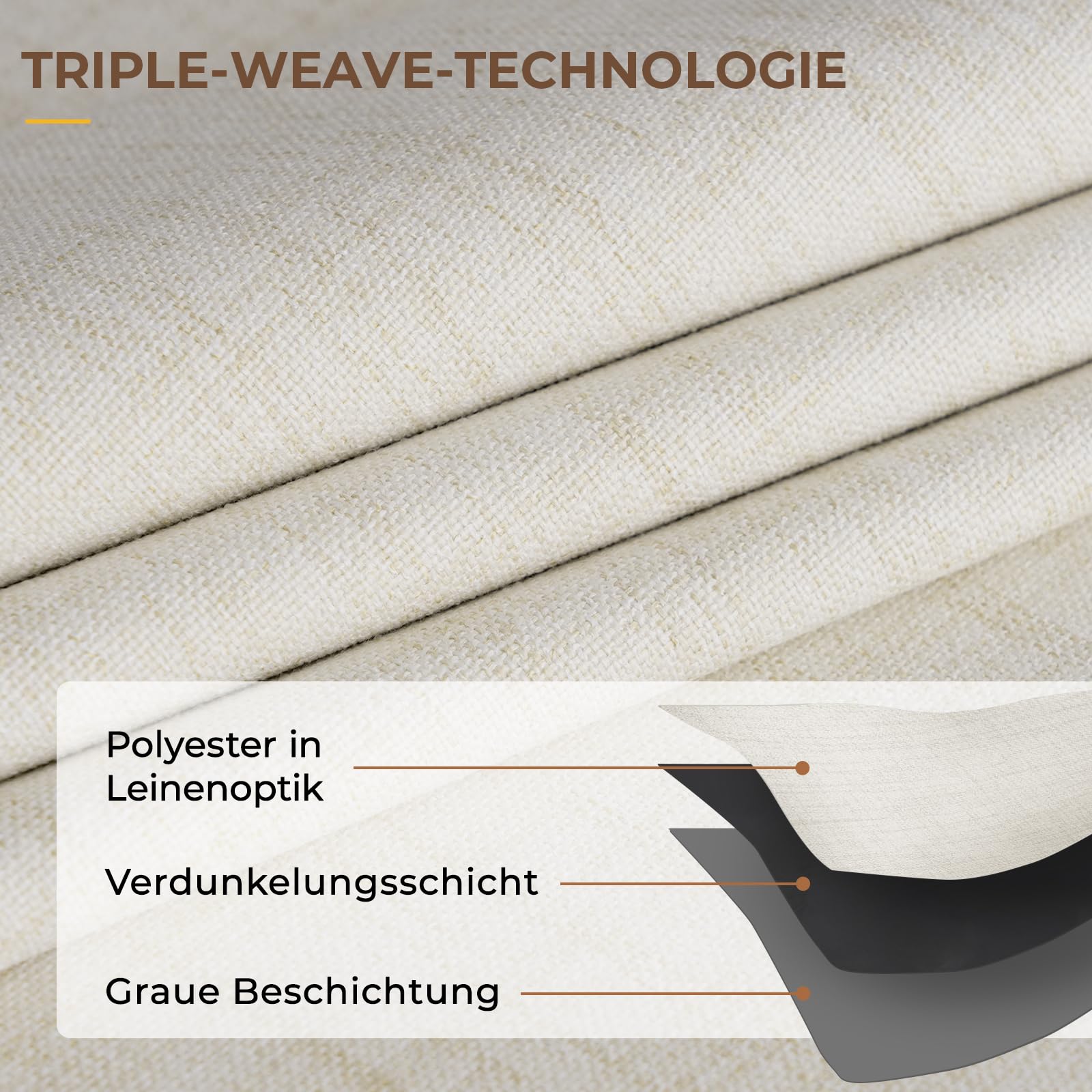 INOVADAY 100% Verdunklungsvorhänge 2 Stück 245 x 140 cm,Gardinen mit Kräuselband für schienensystem,Vorhang Blickdicht Thermovorhang Kälteschutz Vorhang,Gardinen Wohnzimmer Schlafzimmer,Beige
