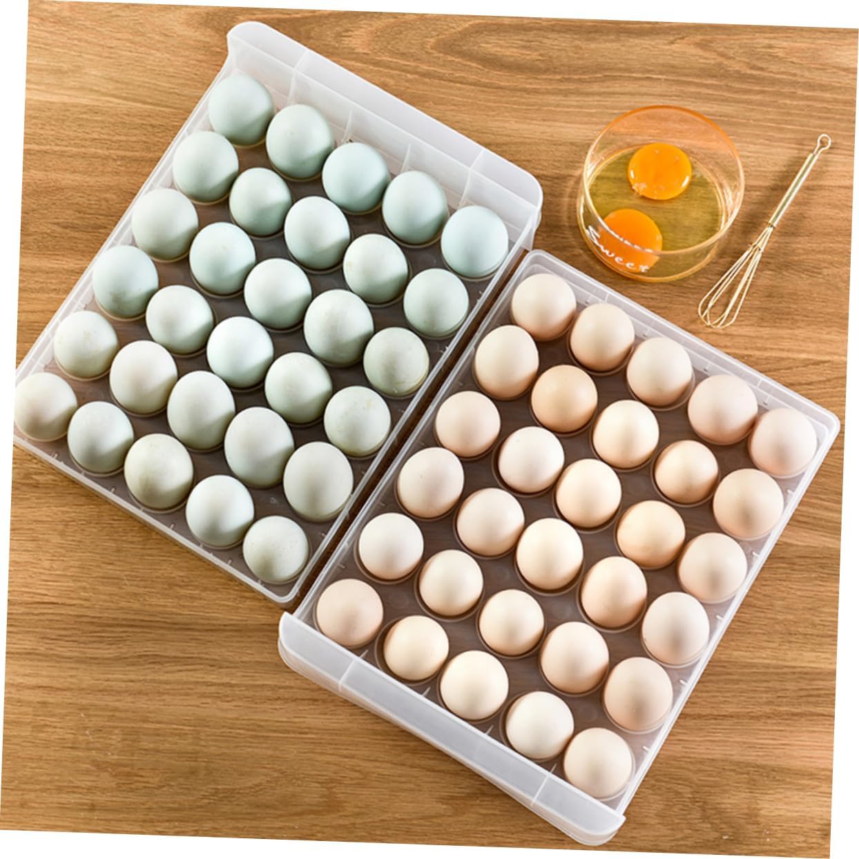 Double-layer 60 Grids Egg Storage Box Stackable Plastic Egg Organizer for Refrigerator Sturdy for Kitchen and Home Use