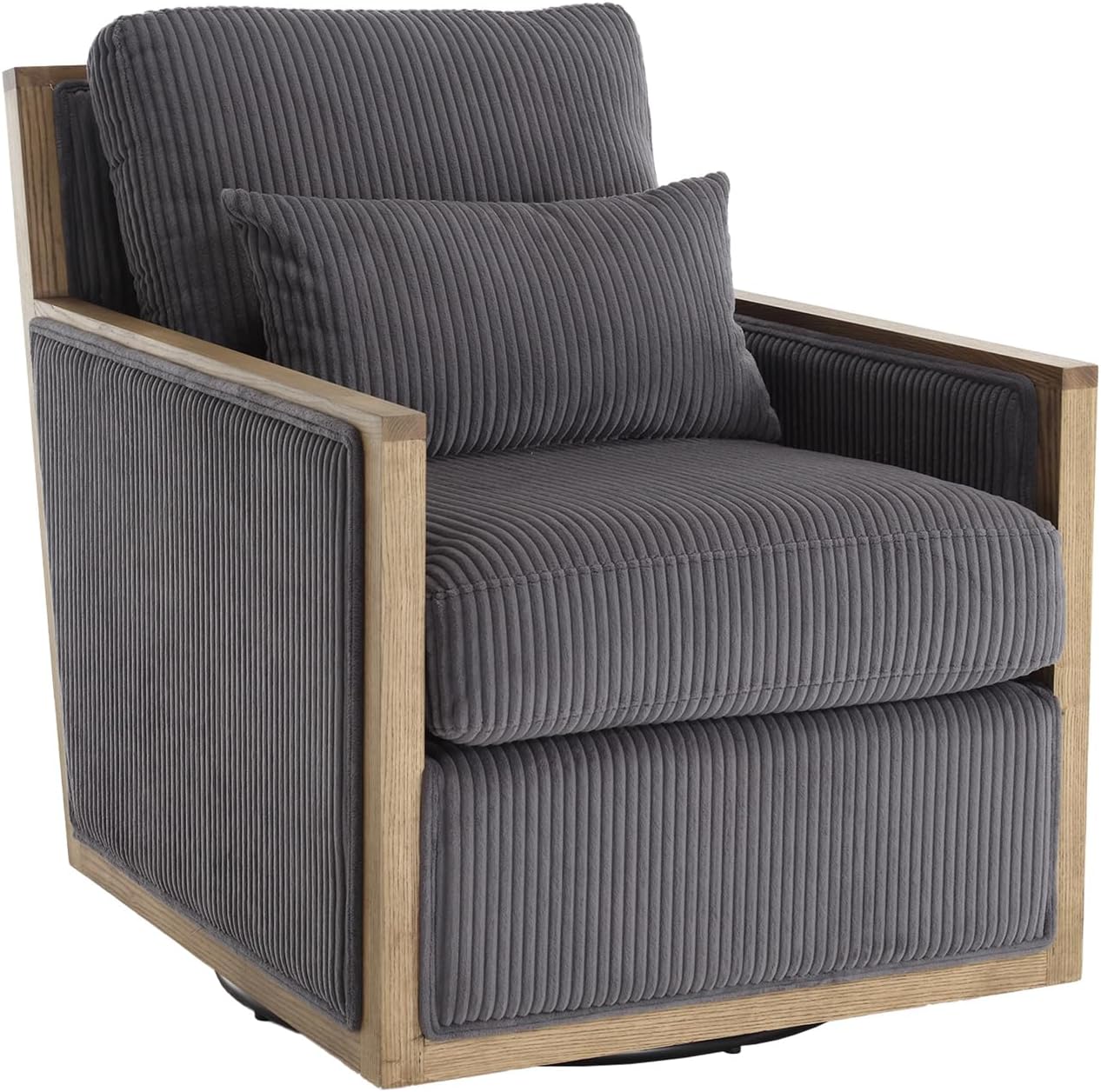 SZLIZCCC 360 Degree Swivel Barrel Chair, Round Accent Chair, Living Room Swivel Accent Sofa Chair, Club Lounge Armchair for Living Room Bedroom Office (Corduroy Barrel Chair-Dary Gray)