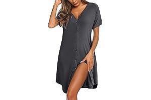 Women's Comfy Nightgown: Pocket-Friendly Sleepwear for a Cozy Night's Rest