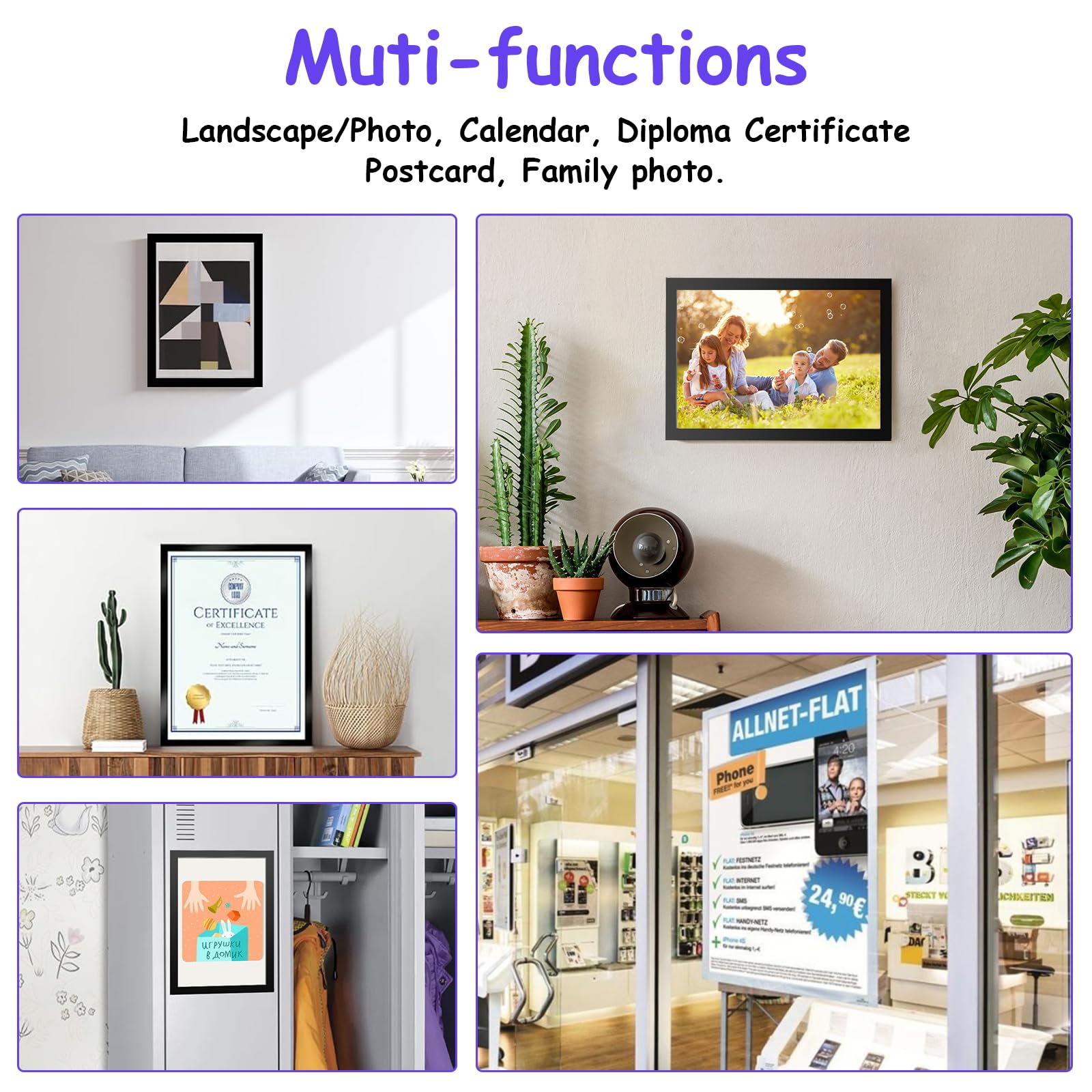 Cornici Magnetiche A4 10 Pezzi Nero - Per Foto E Poster Autoadesive - Foto 8